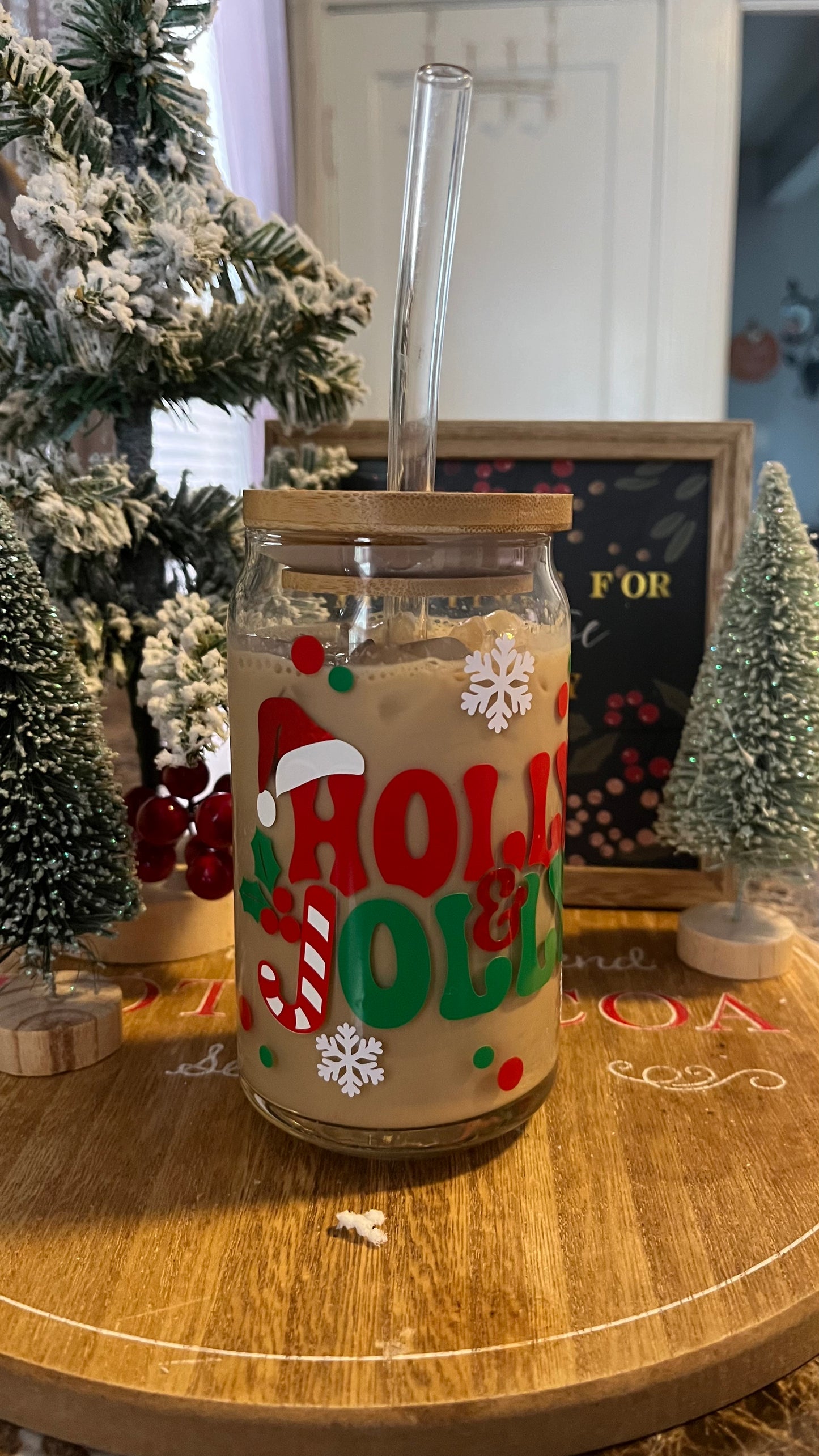 Holly jolly glass cup