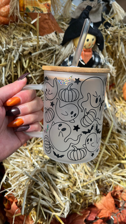 Cute ghosties frosted glass mug