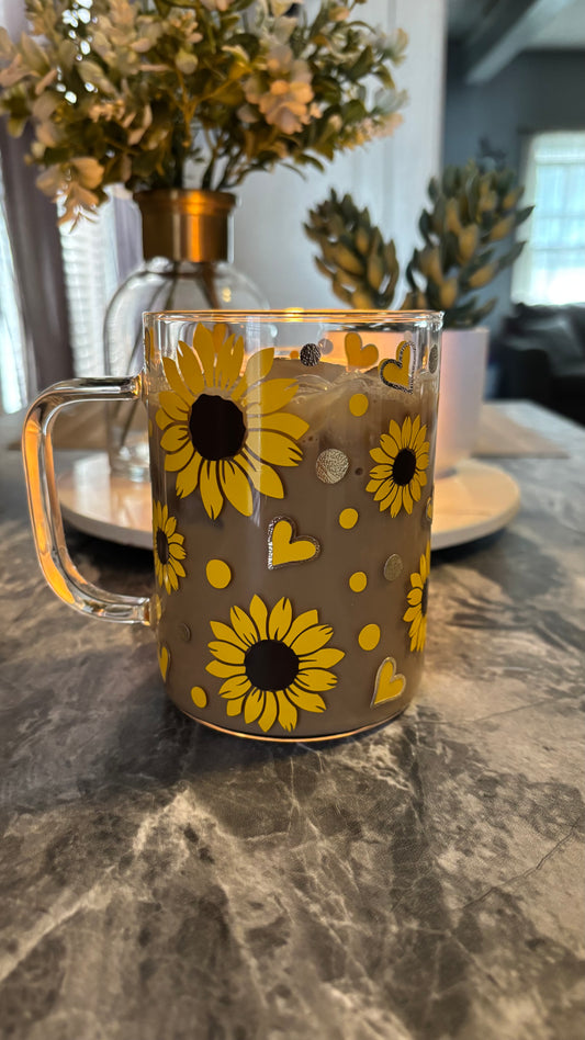 Sunflowers glass mug