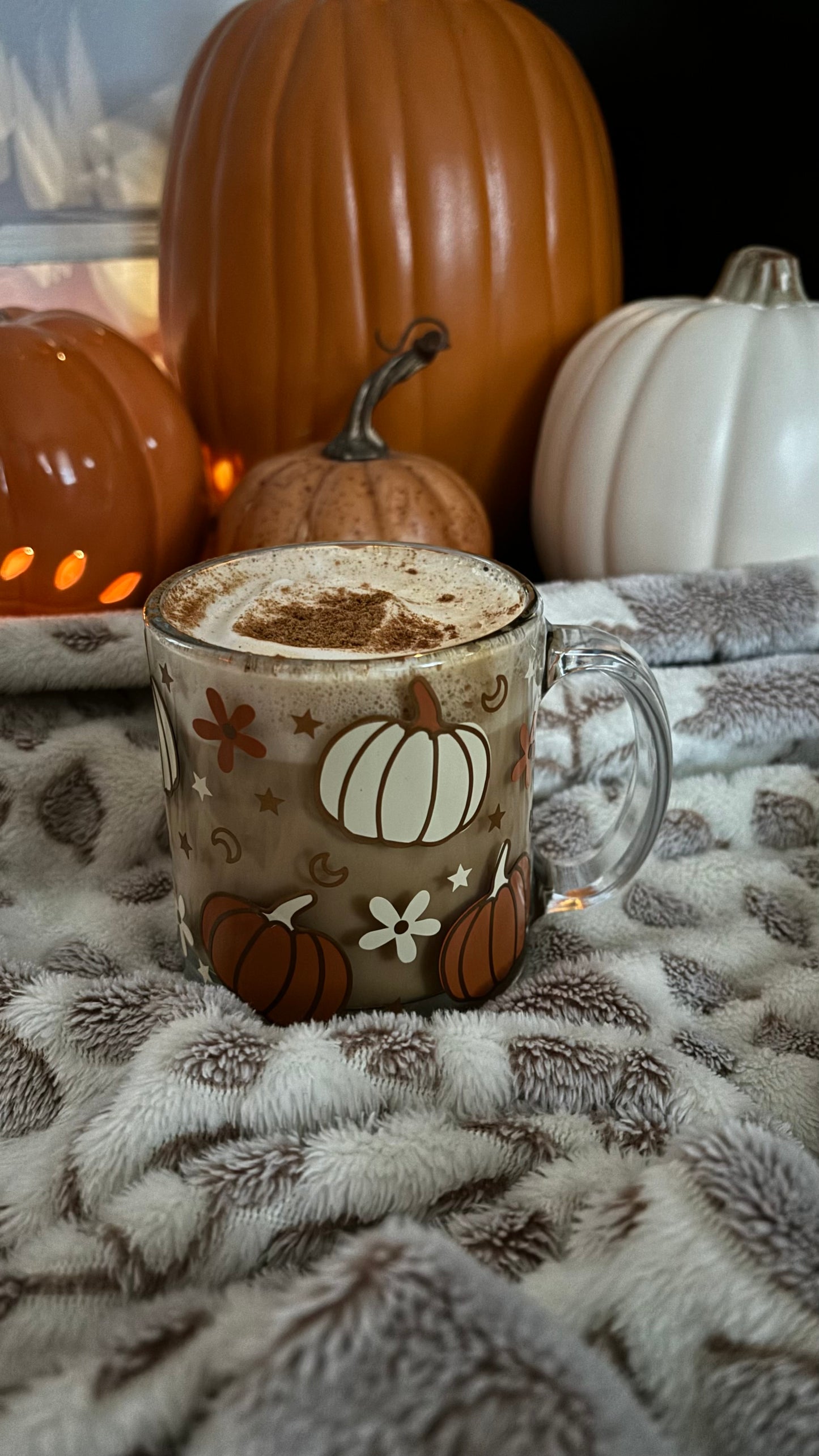 Autumn spice pumpkins glass  mug