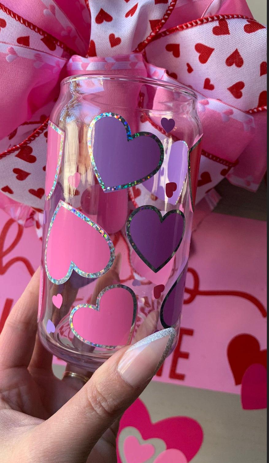 Hearts glass cup