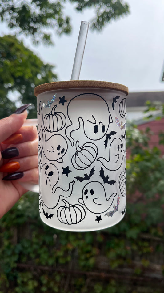 Cute ghosties frosted glass mug