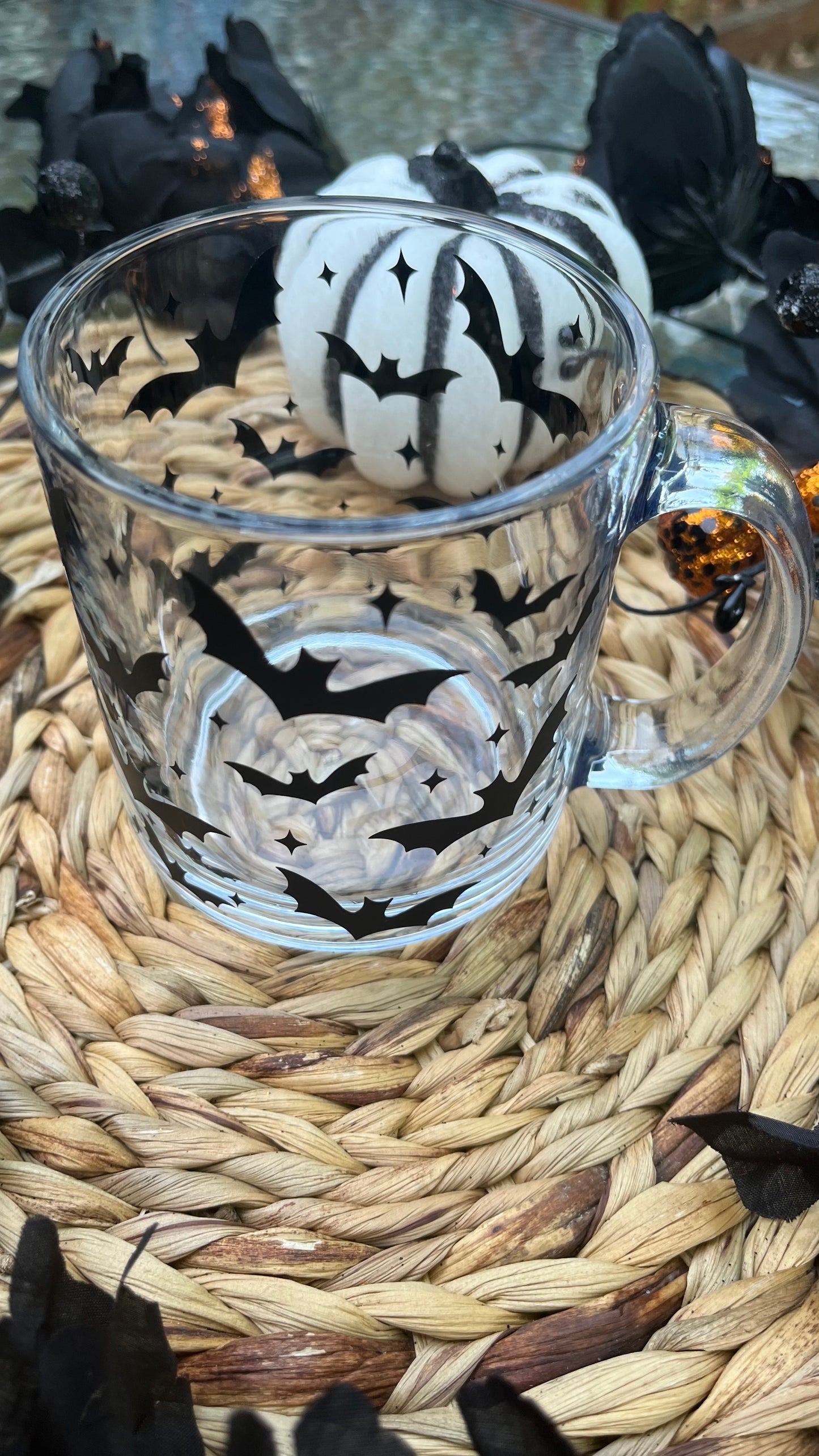 Spooky bats glass mug