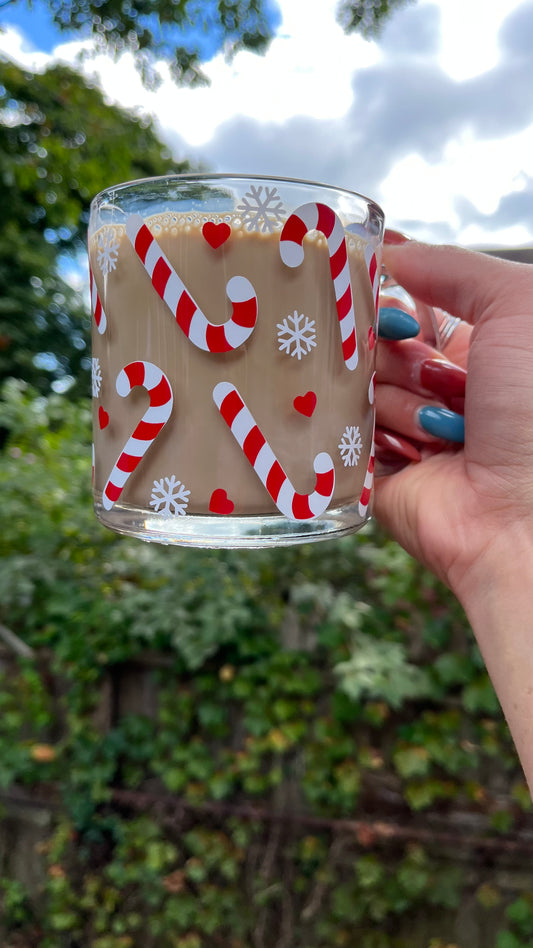 Candy cane glass mug