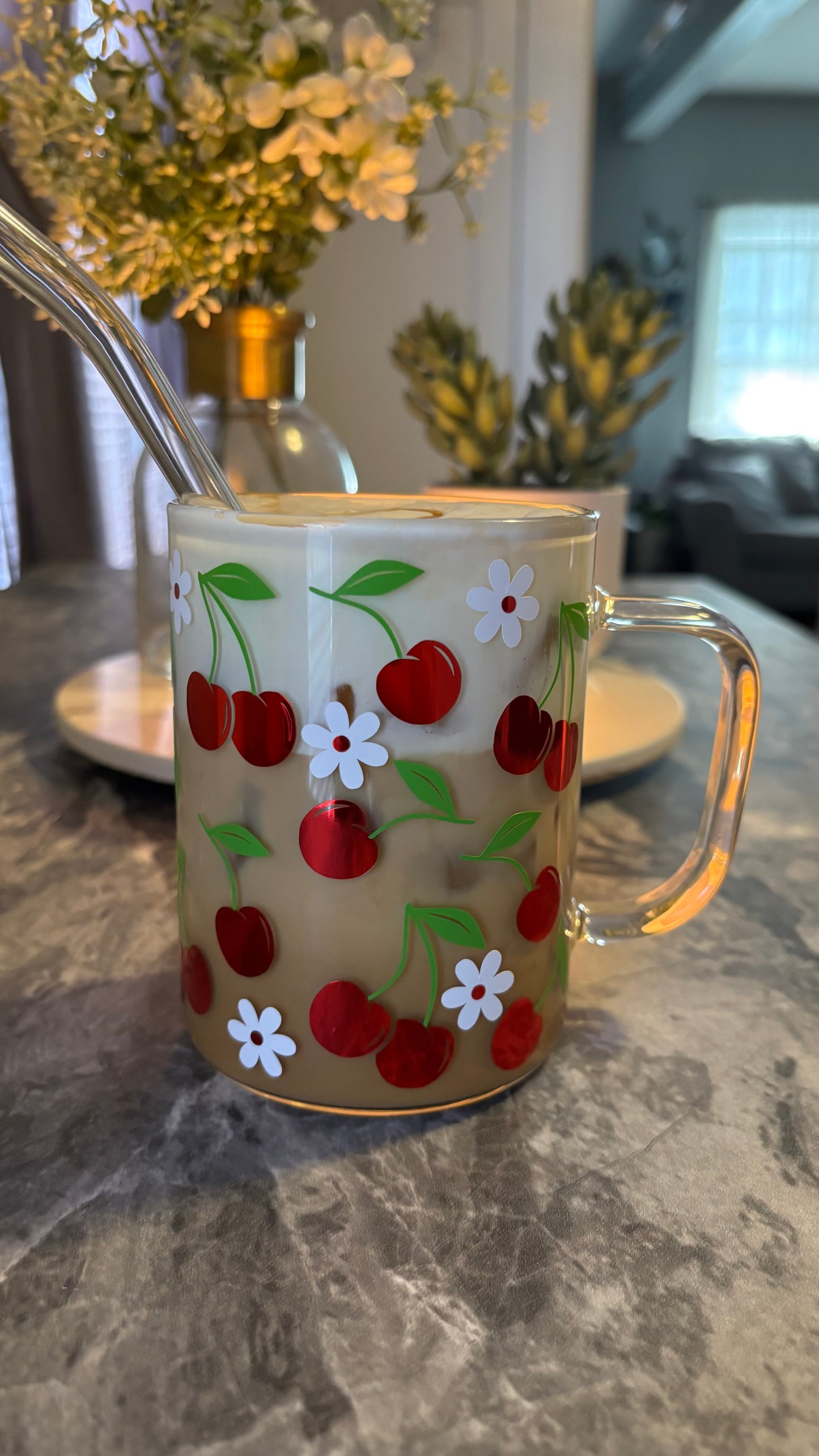 Cherry glass mug