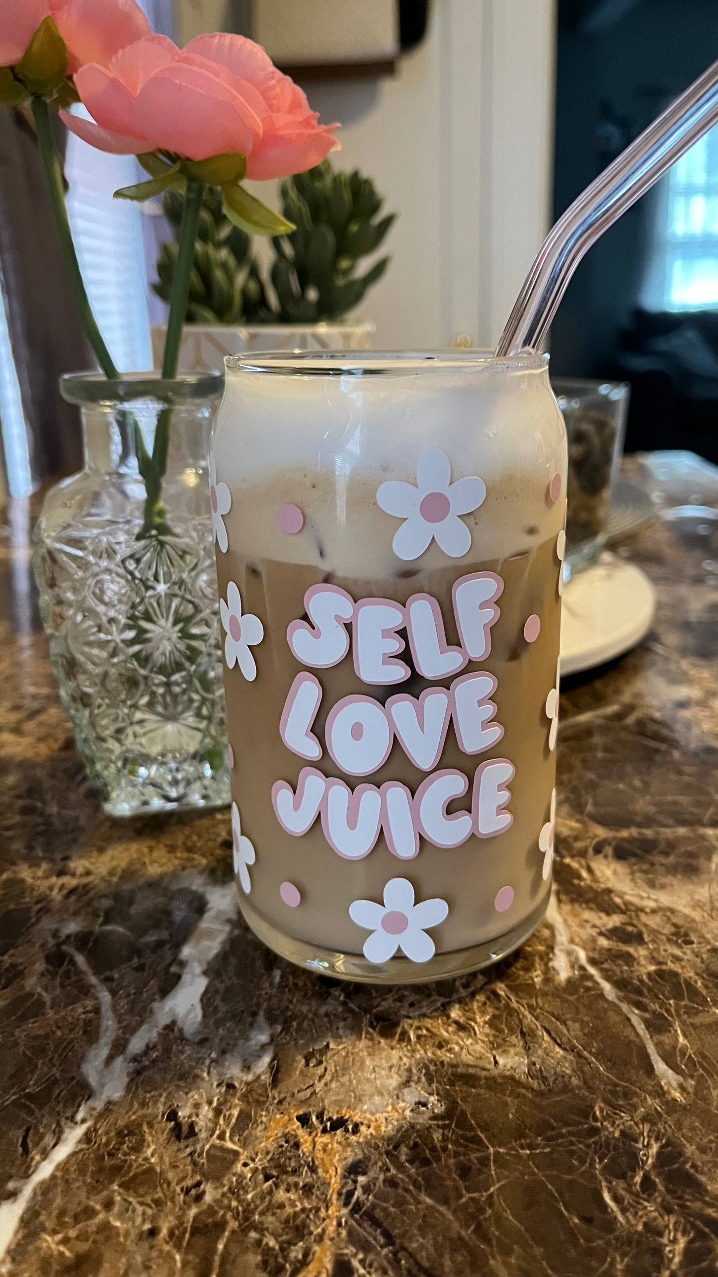 Self love juice glass cup