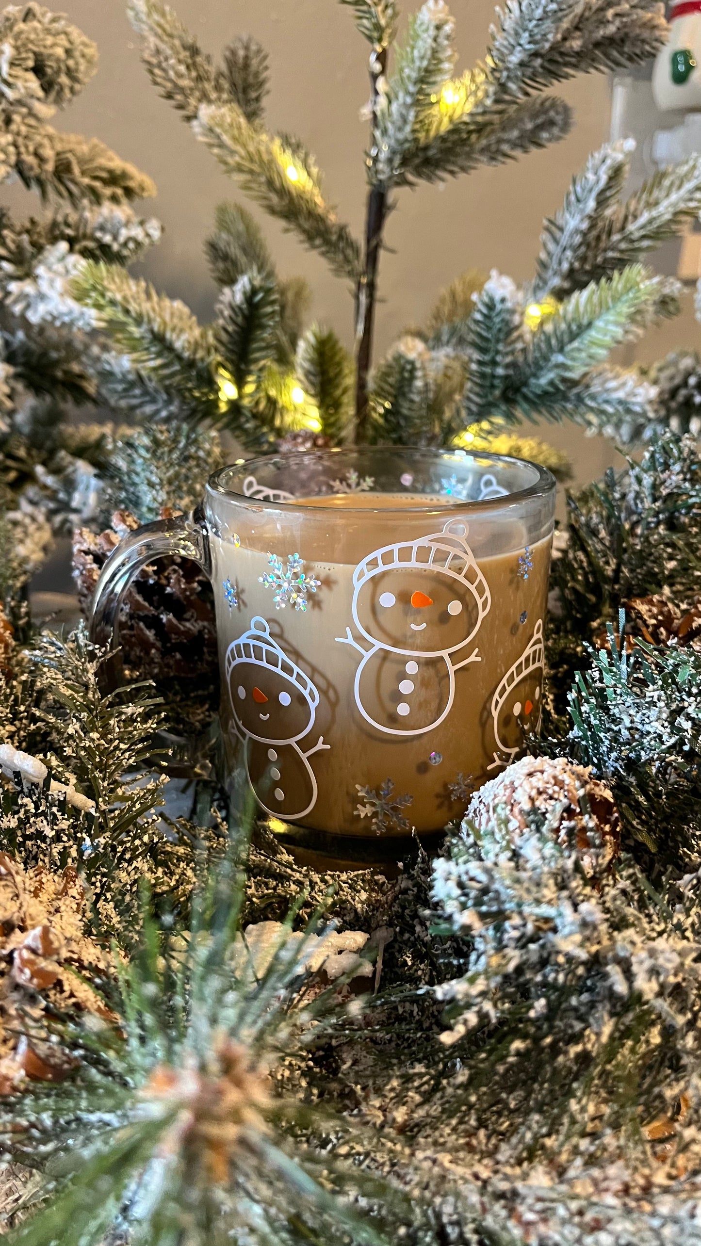 Cute snowman glass mug