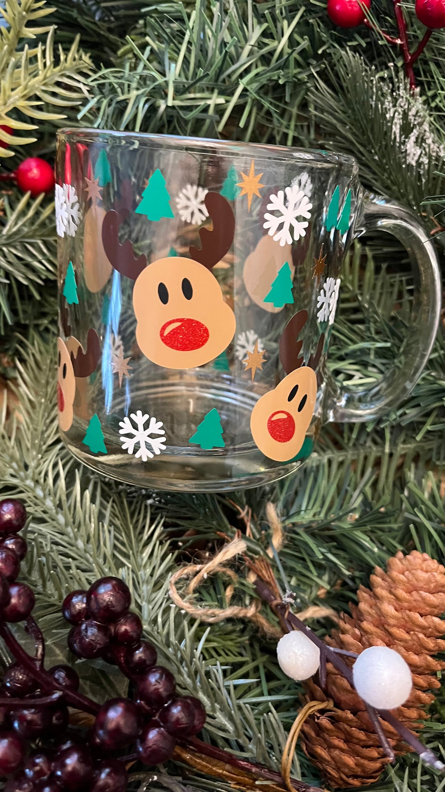 Cute Reindeer glass mug