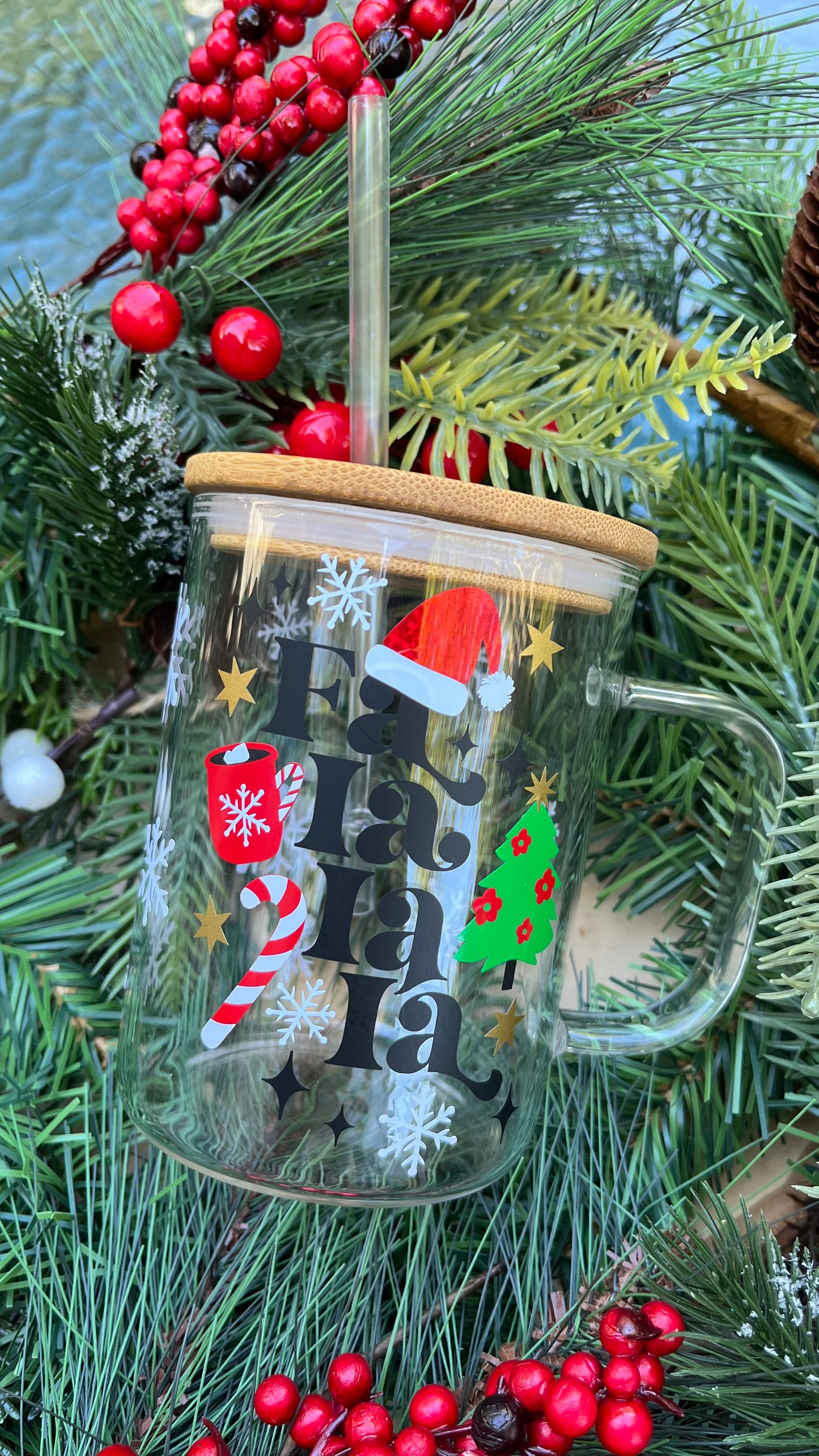 Fa la la la 16oz glass mug