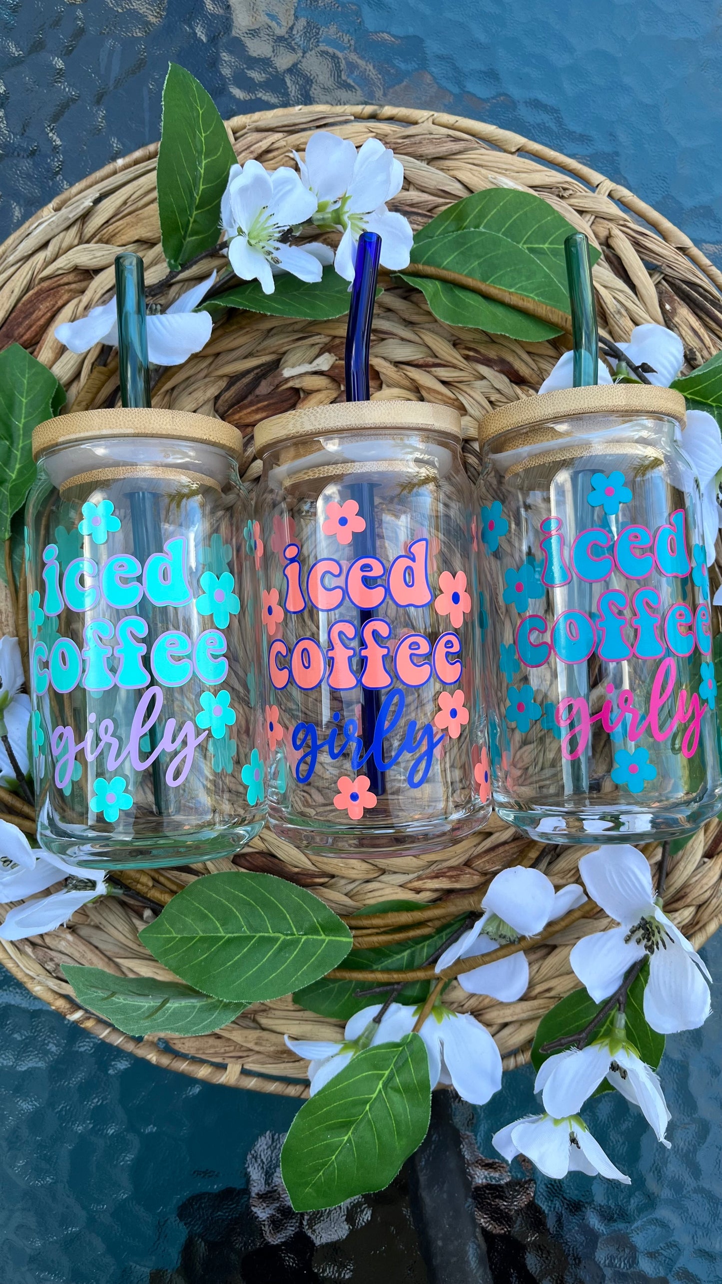 Iced coffee girly glass cup