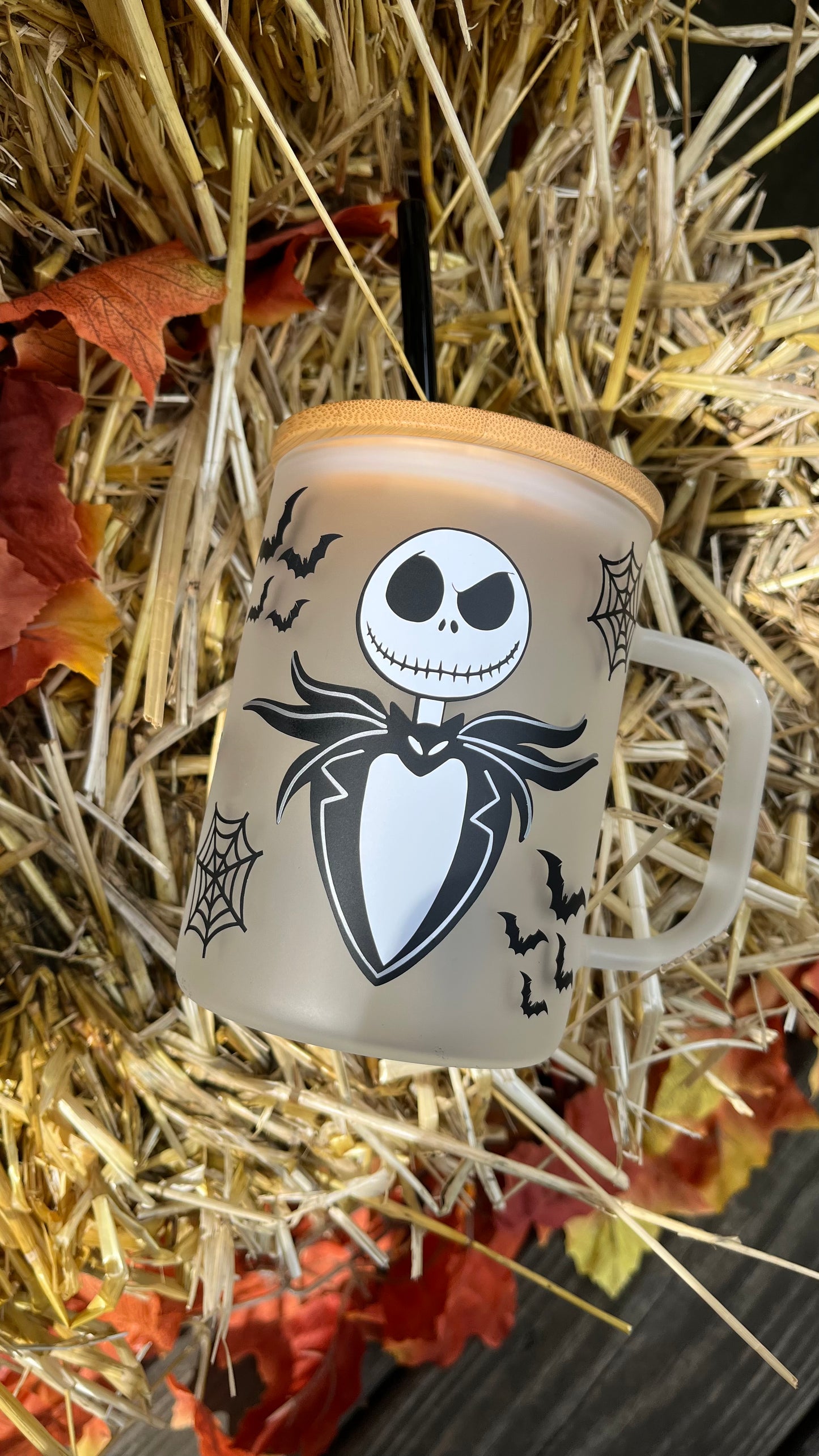 Jack Skellington frosted glass mug