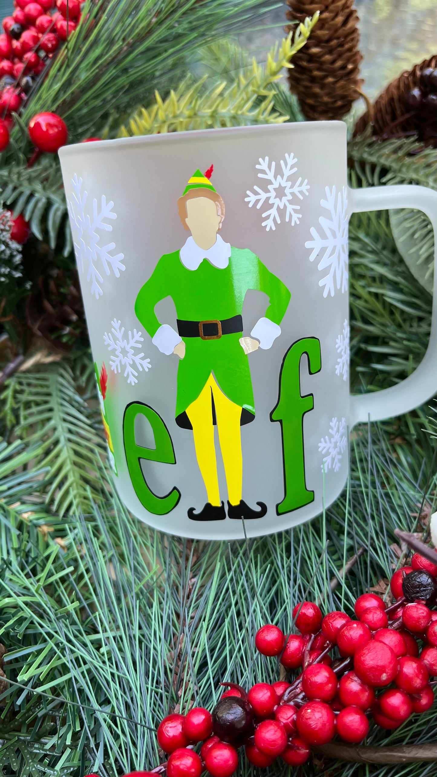 Elf frosted glass mug