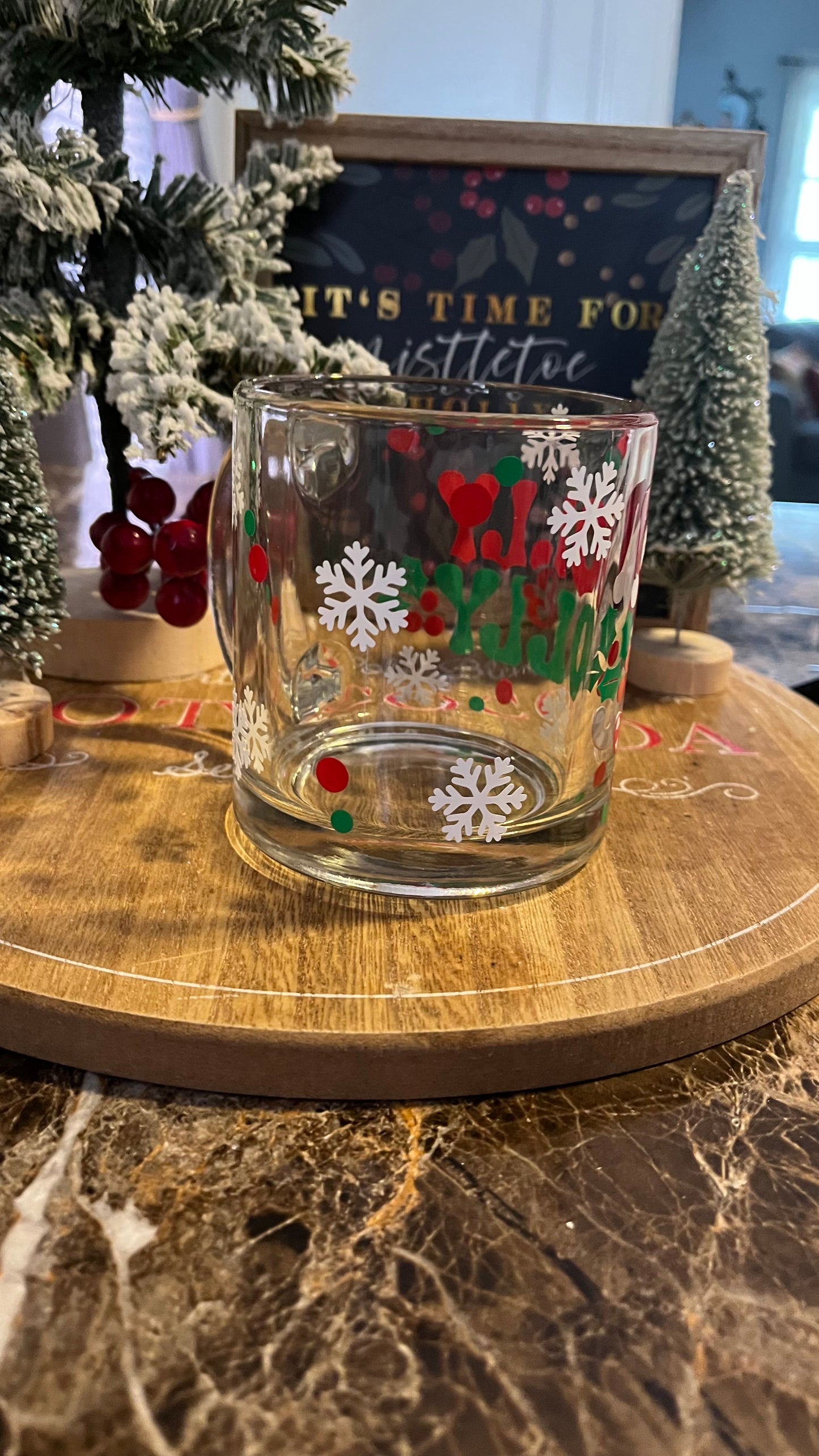 Holly Jolly glass mug