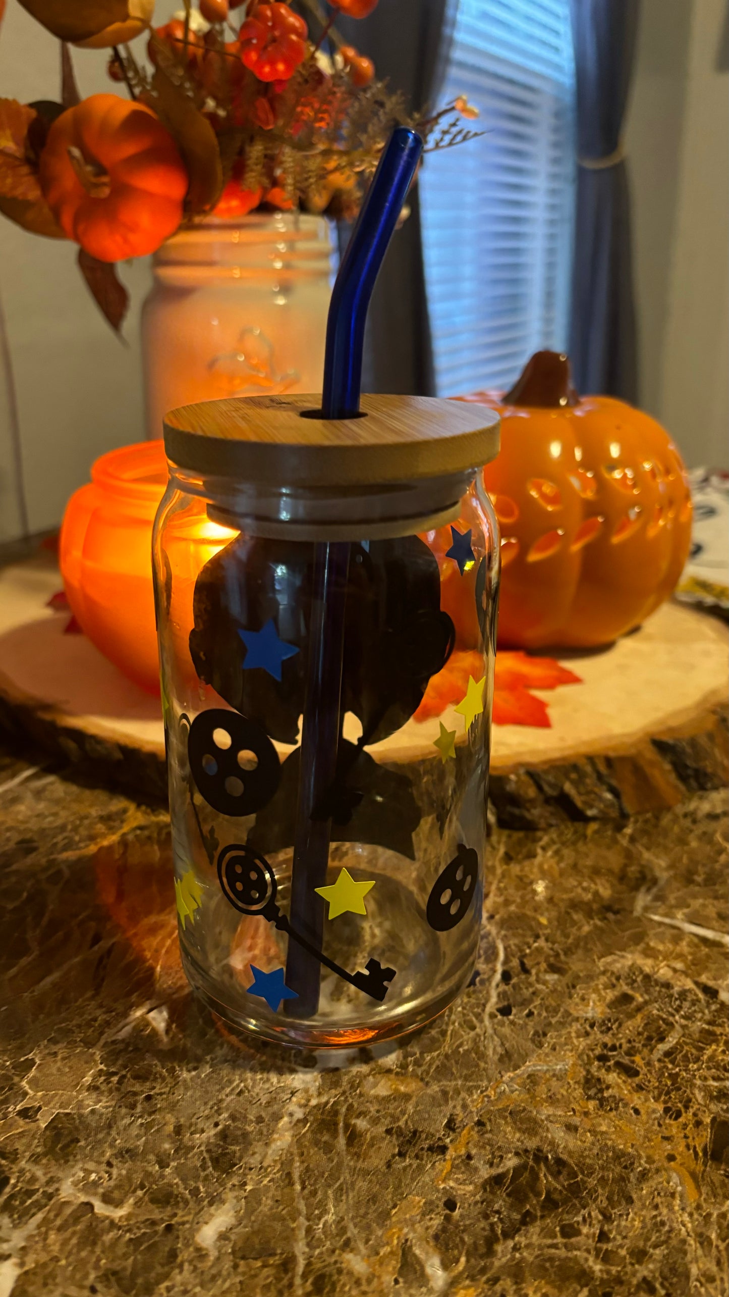 Coraline inspired glass cup