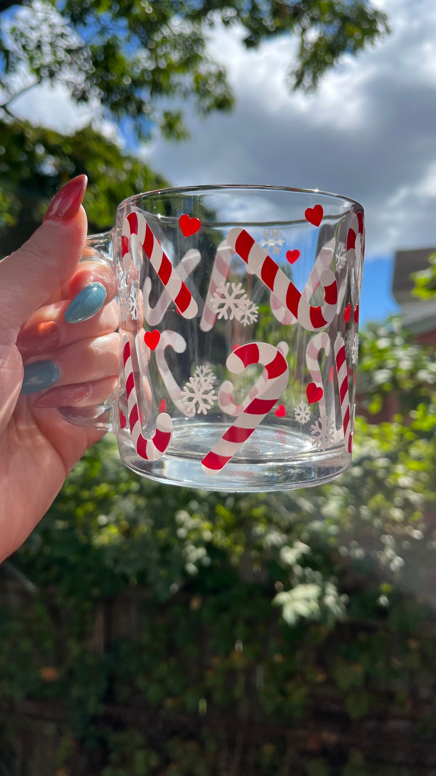 Candy cane glass mug