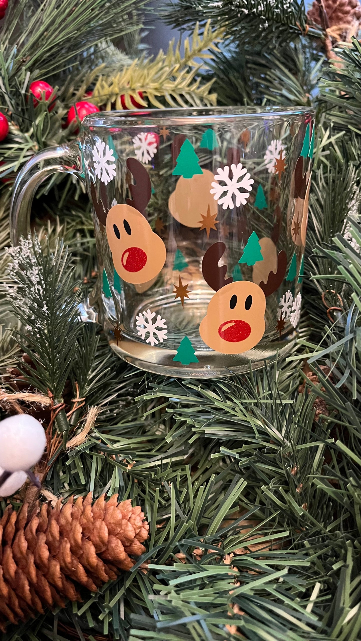 Cute Reindeer glass mug