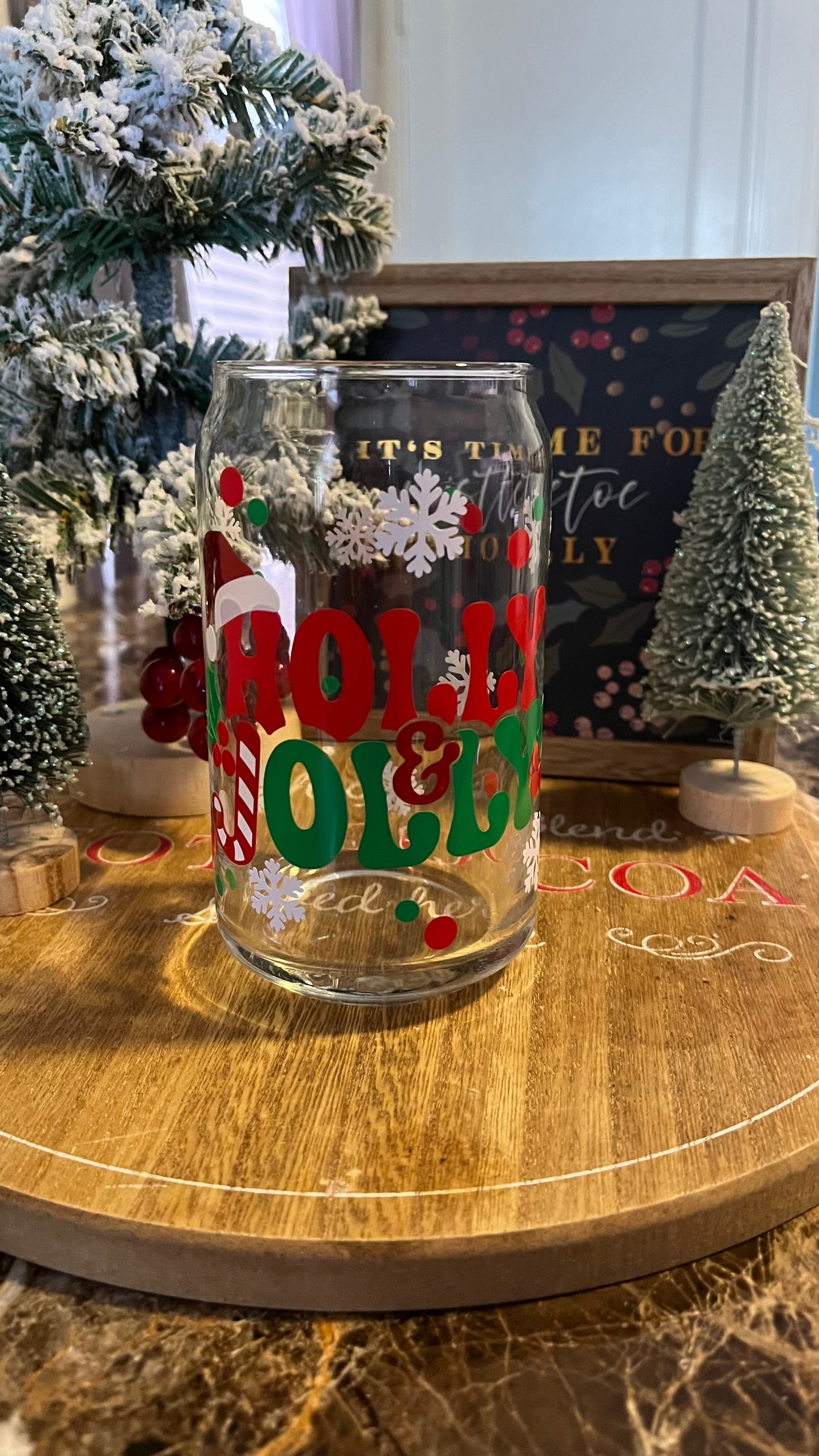 Holly jolly glass cup