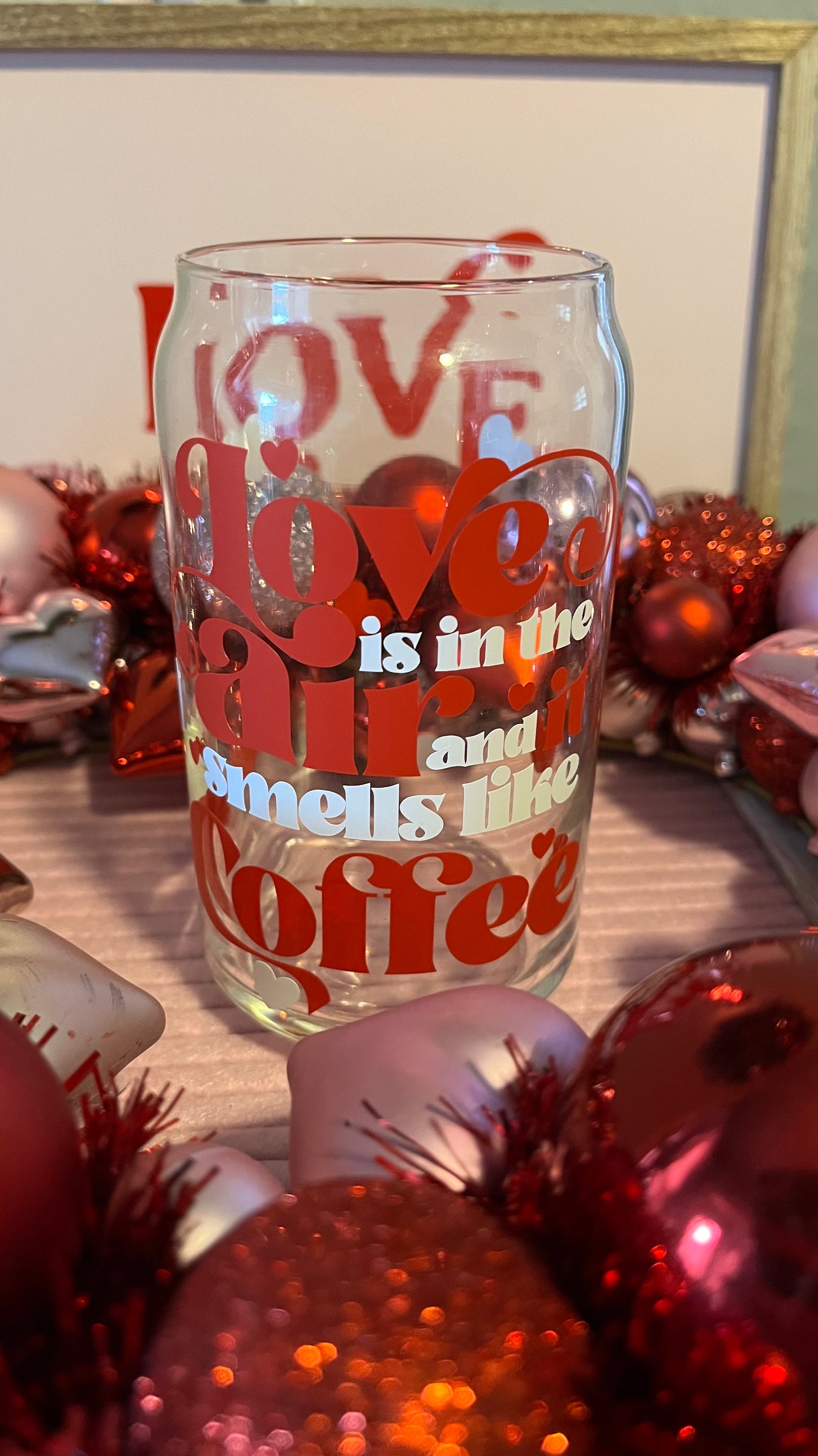 Love and coffee glass