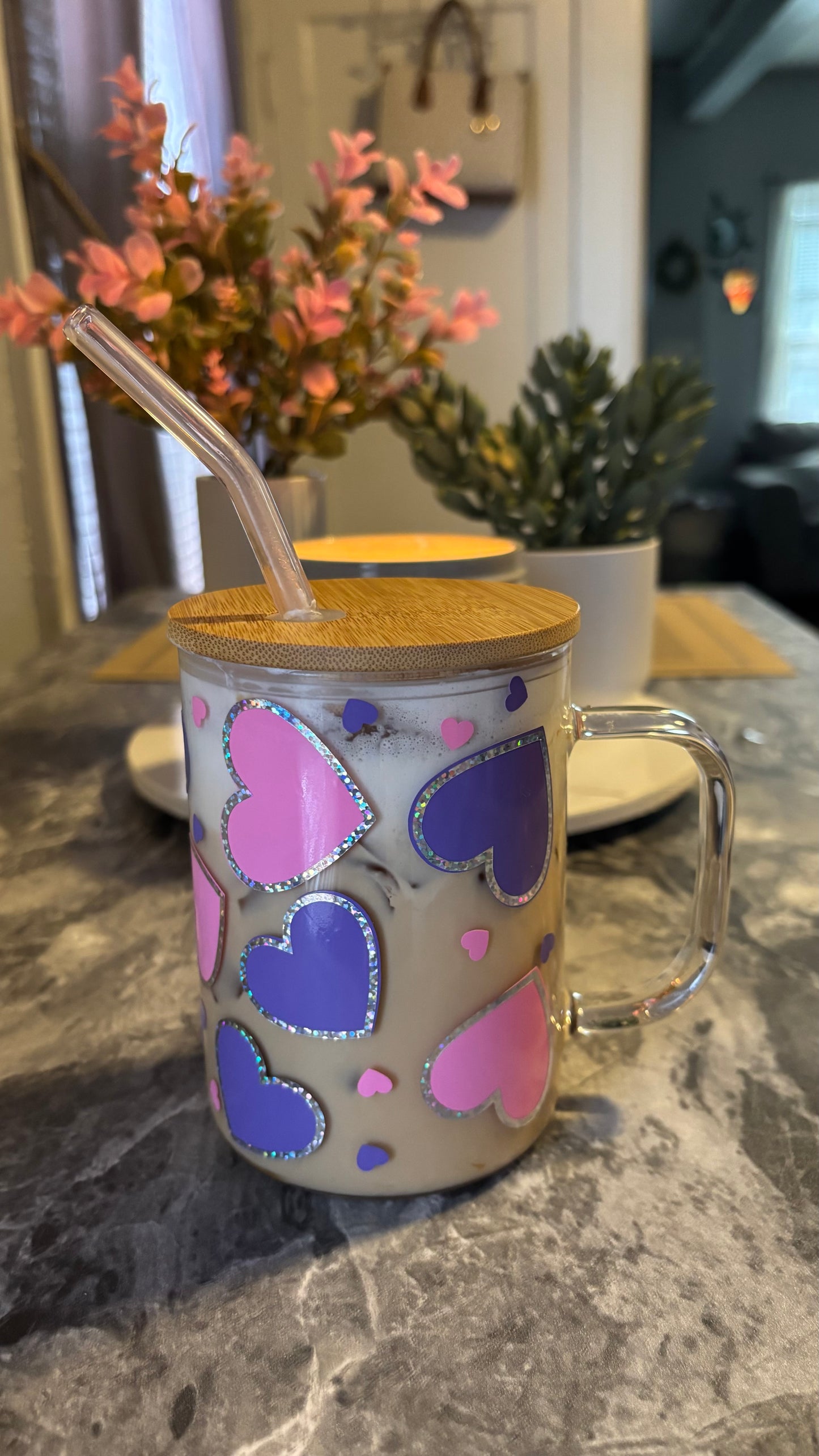 Cute Hearts glass mug