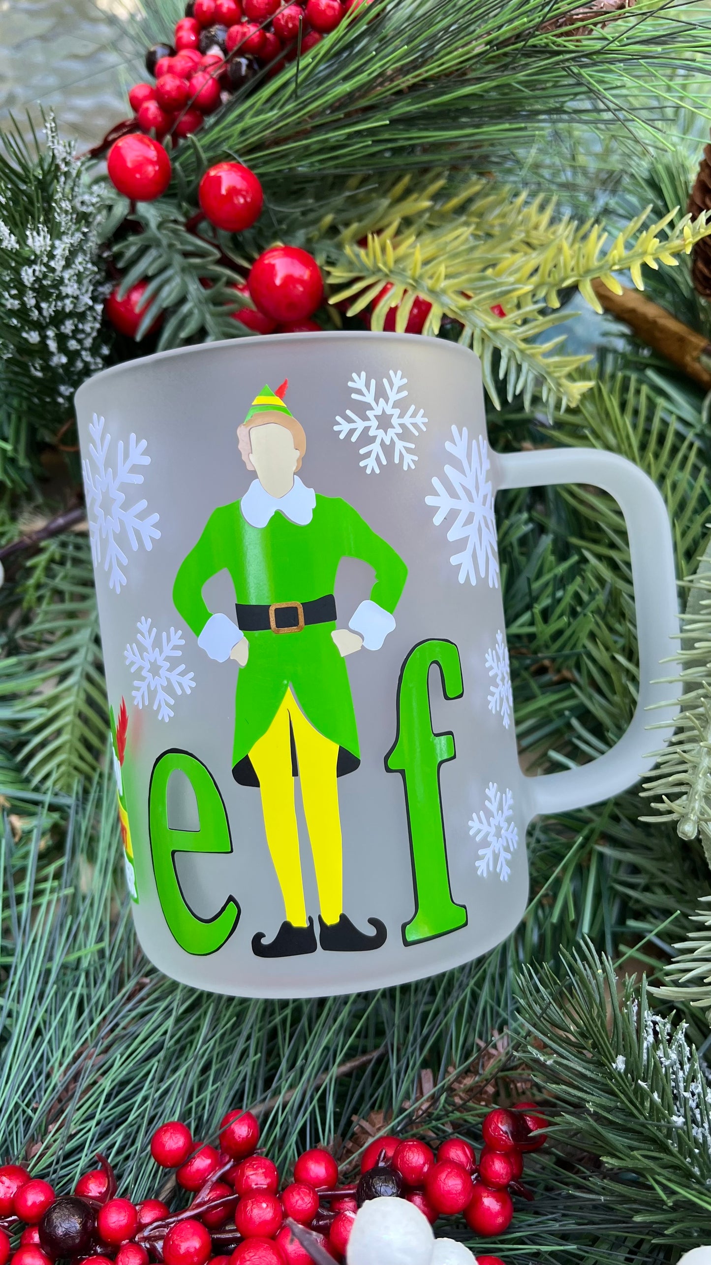 Elf frosted glass mug