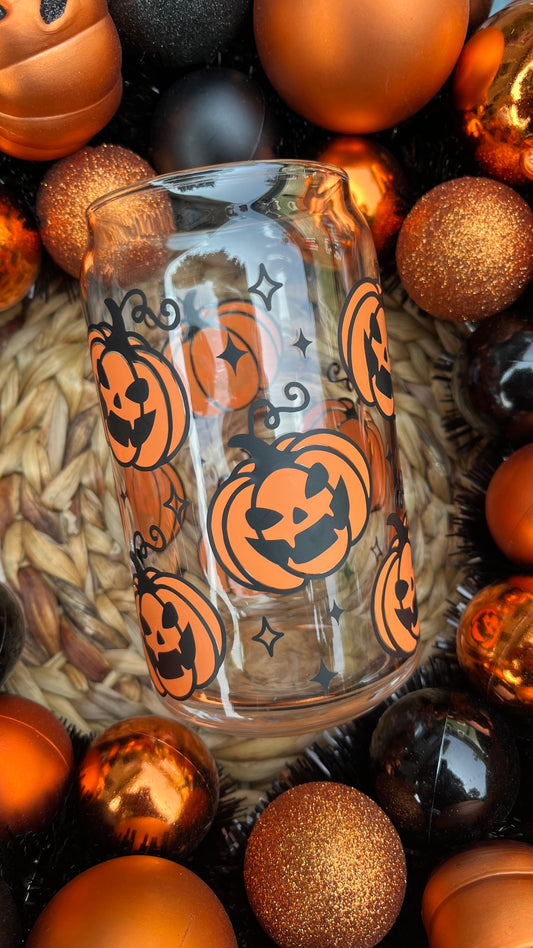 Jackolantern pumpkins glass cup