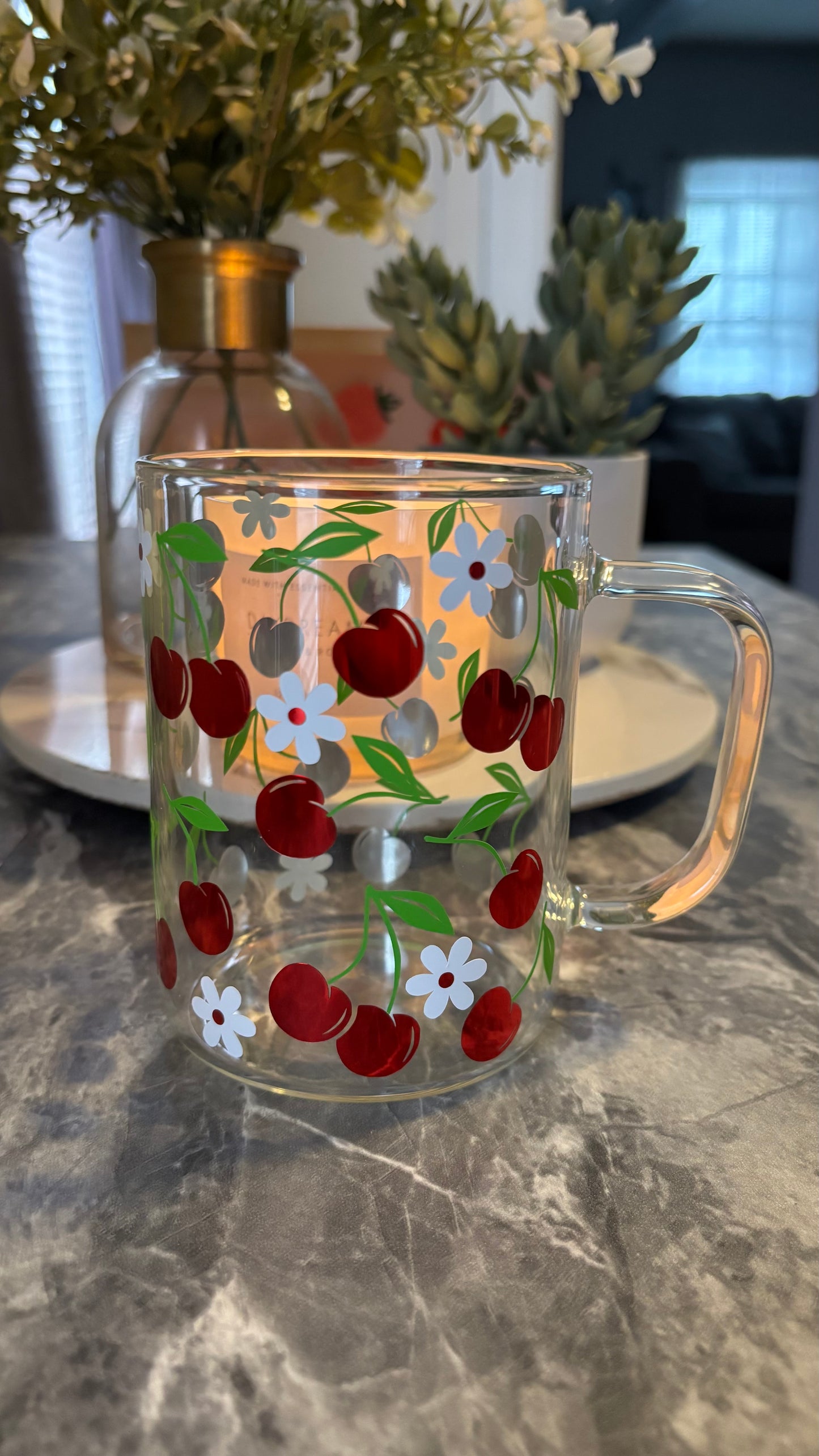 Cherry glass mug