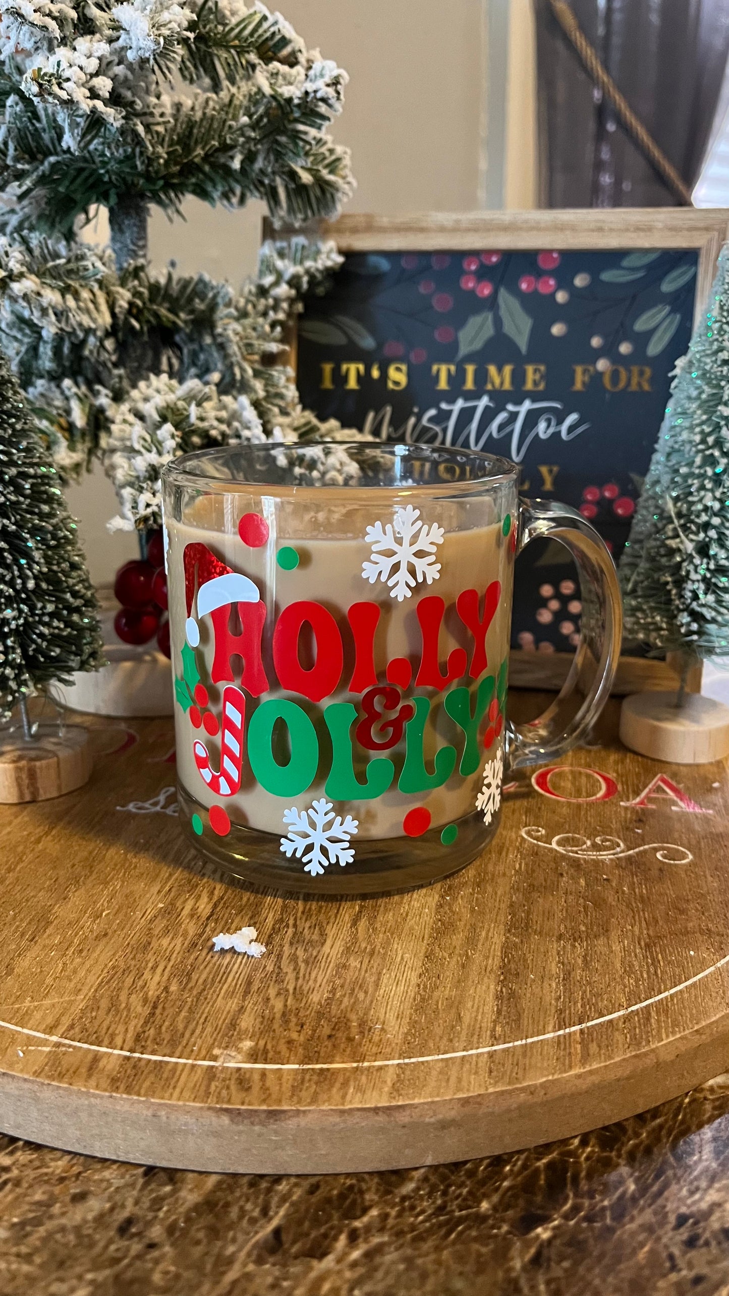 Holly Jolly glass mug