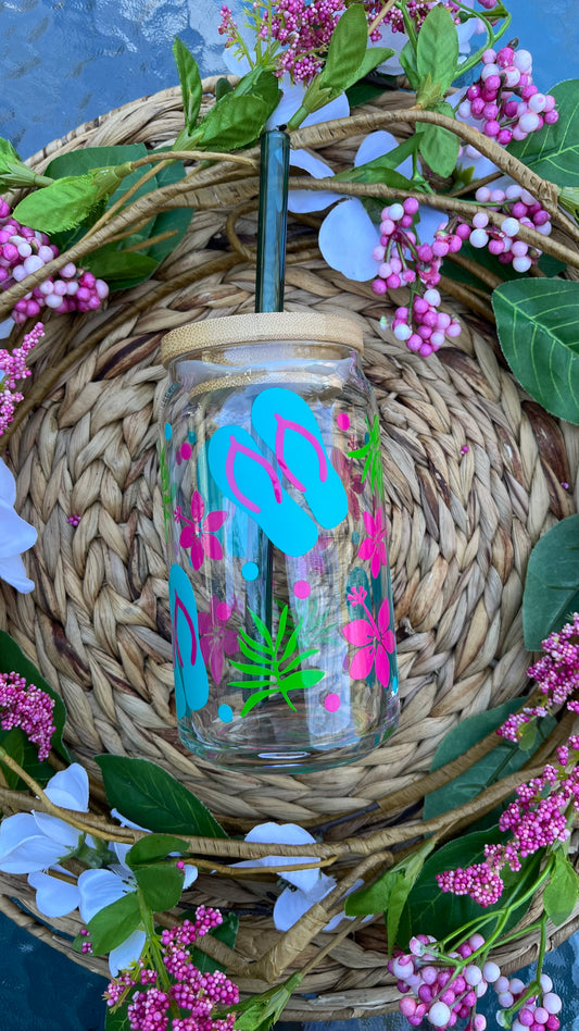 Summer vibes glass cup