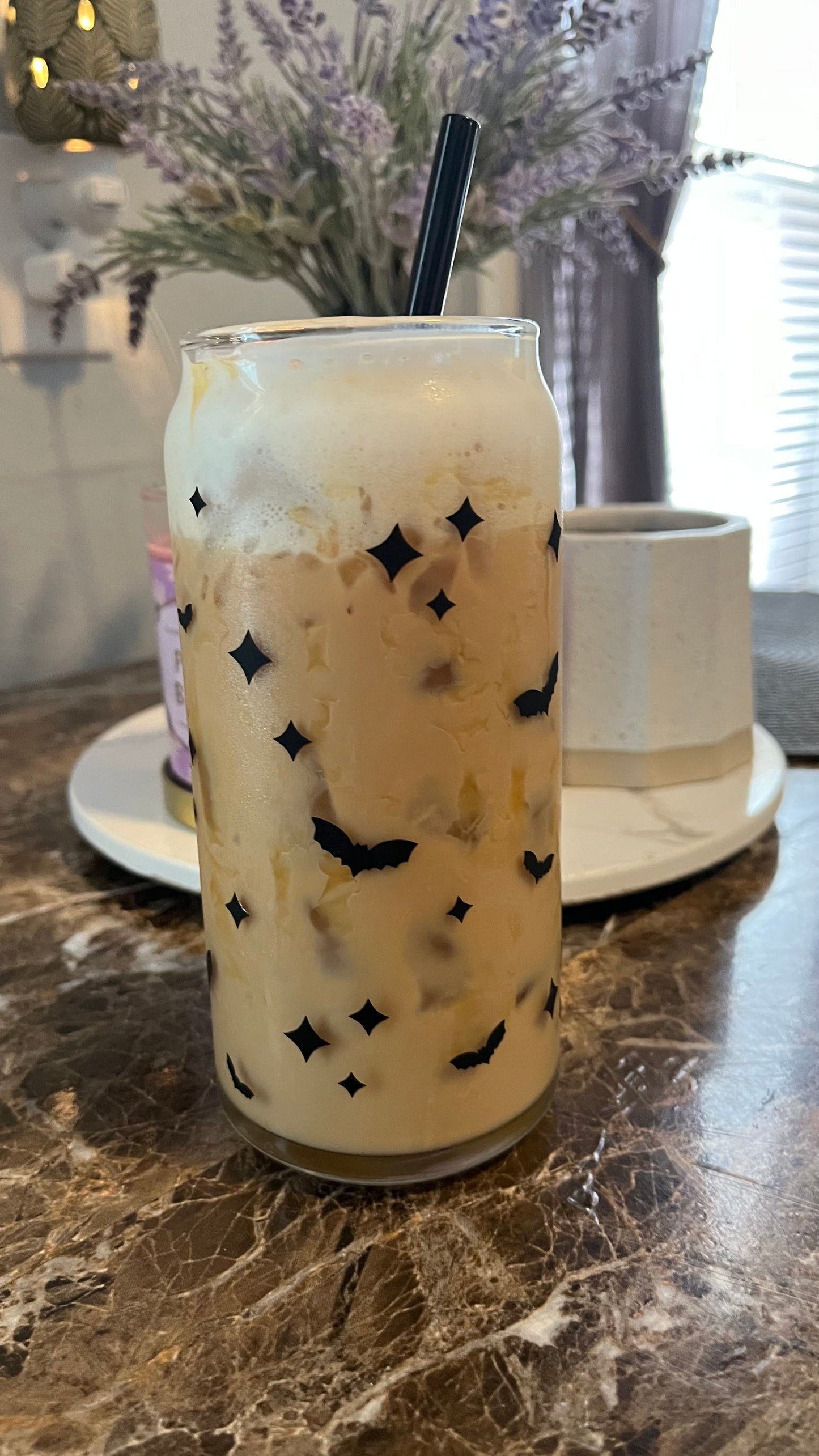 Spooky girl summer glass cup