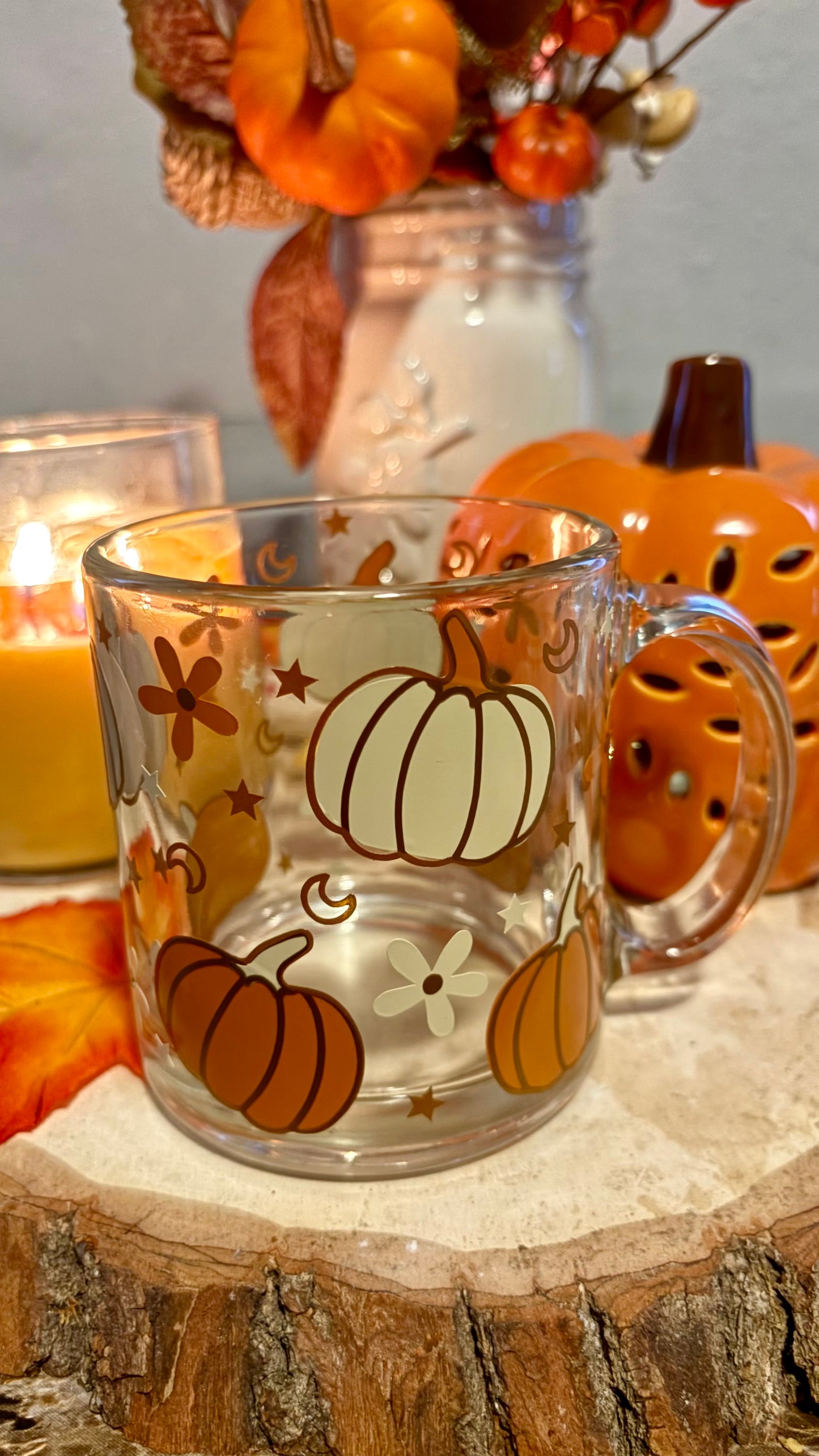 Autumn spice pumpkins glass  mug