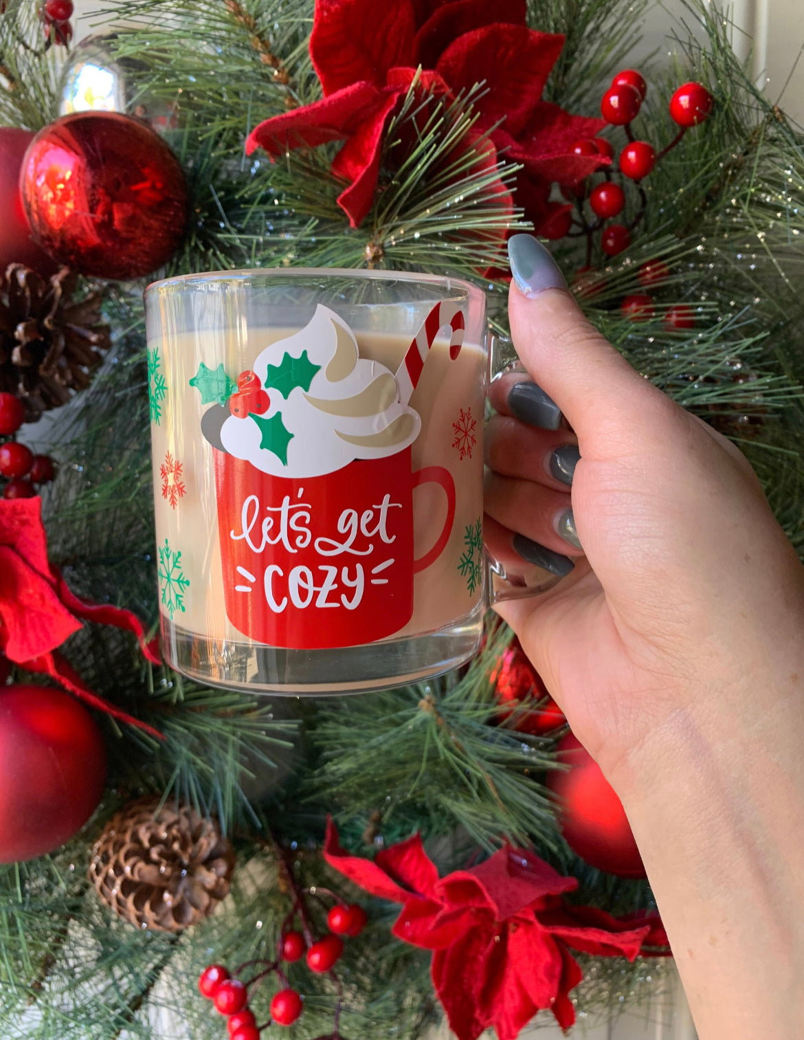 Let’s get cozy glass mug