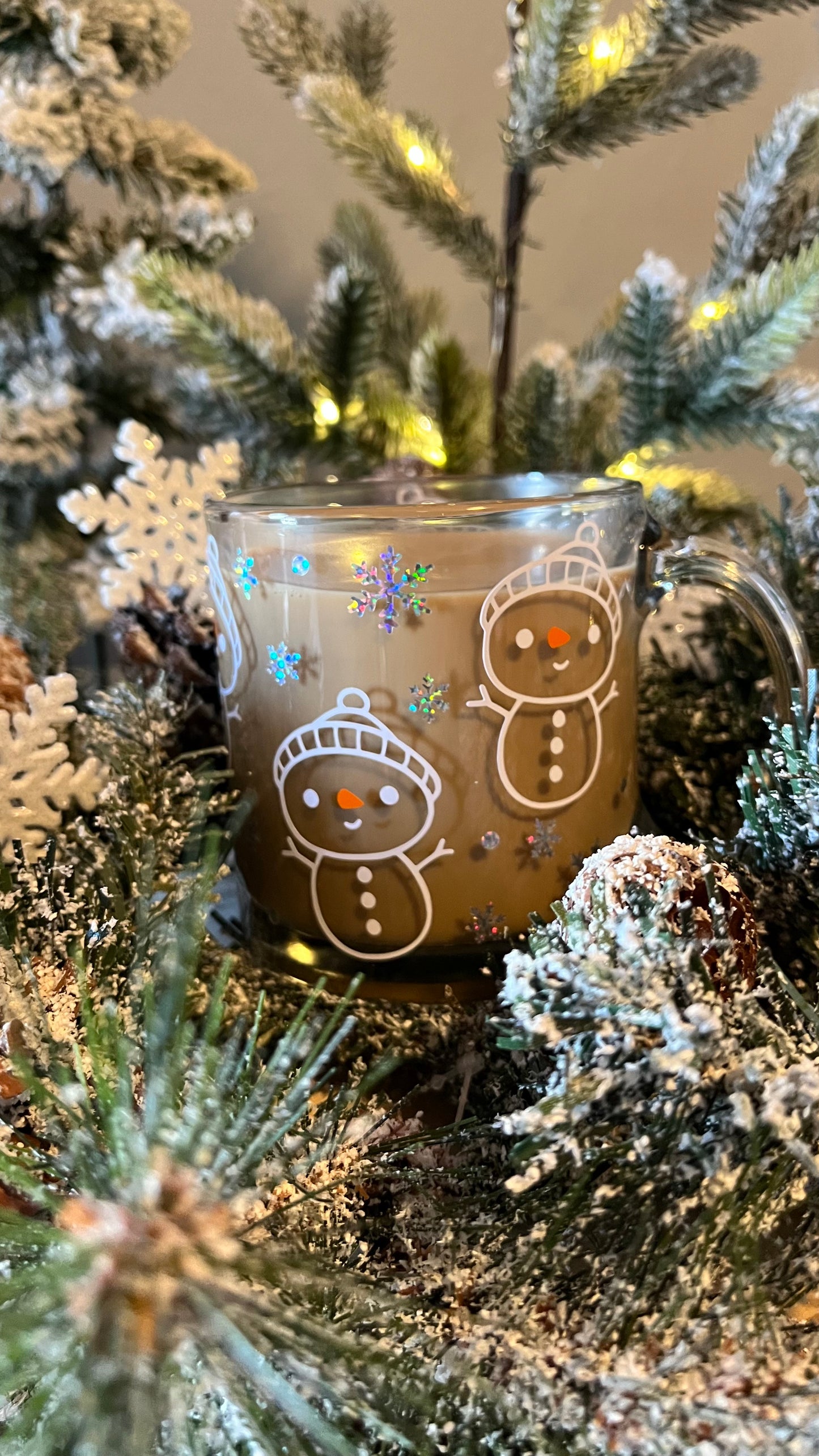 Cute snowman glass mug