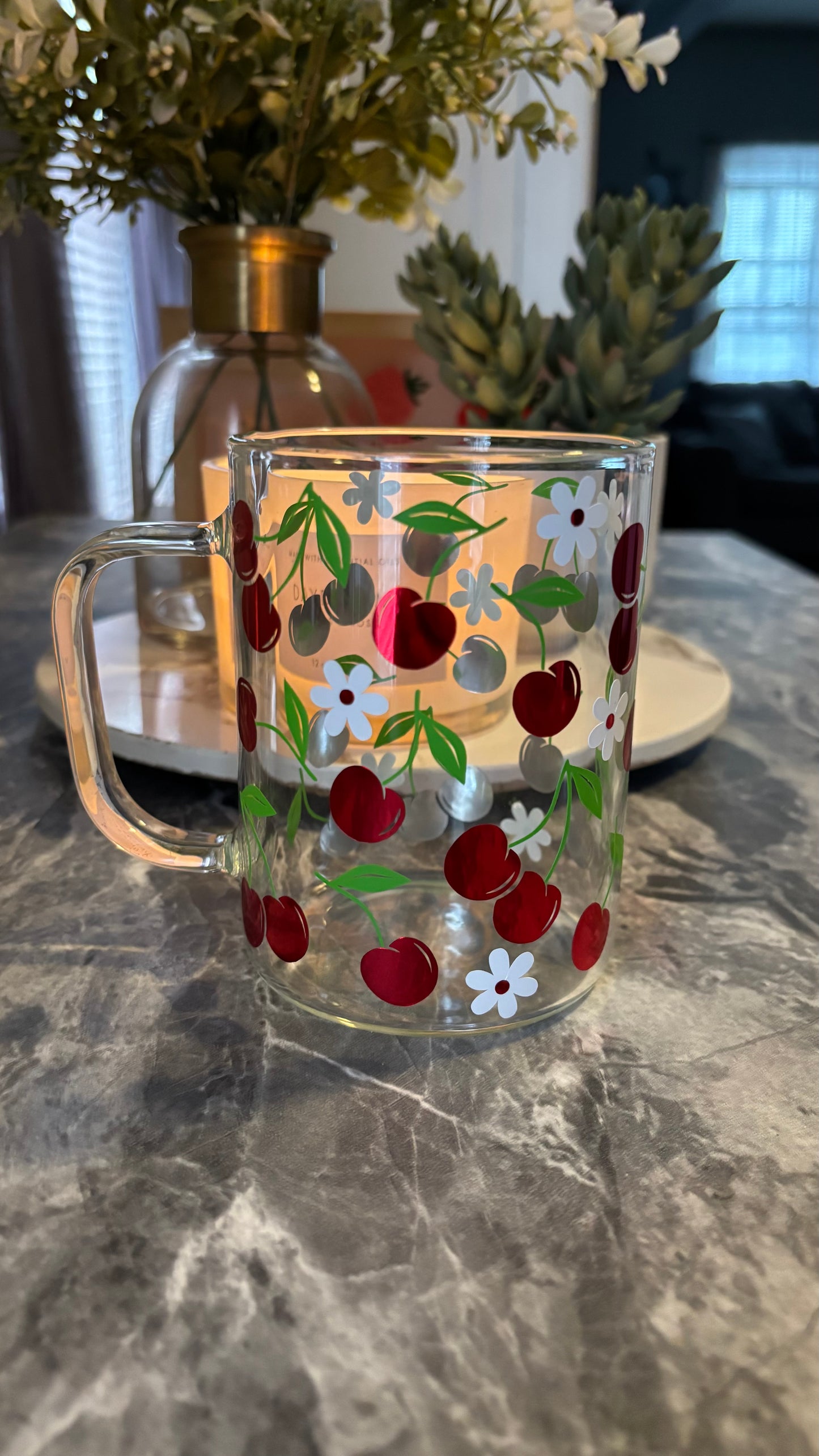 Cherry glass mug