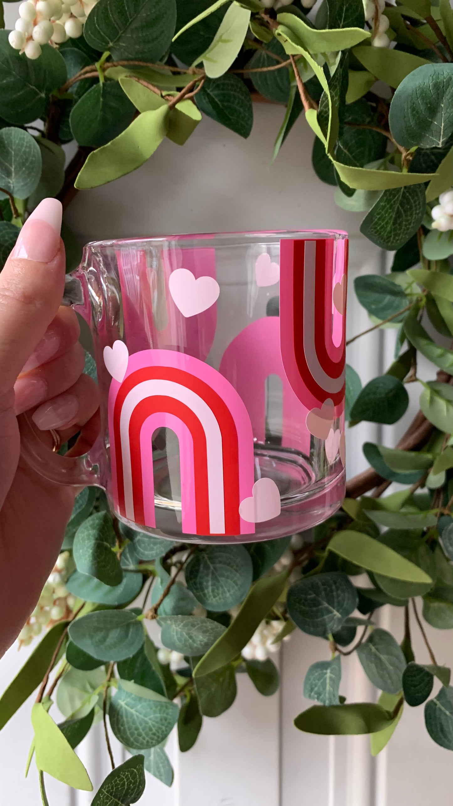 Rainbow hearts mug