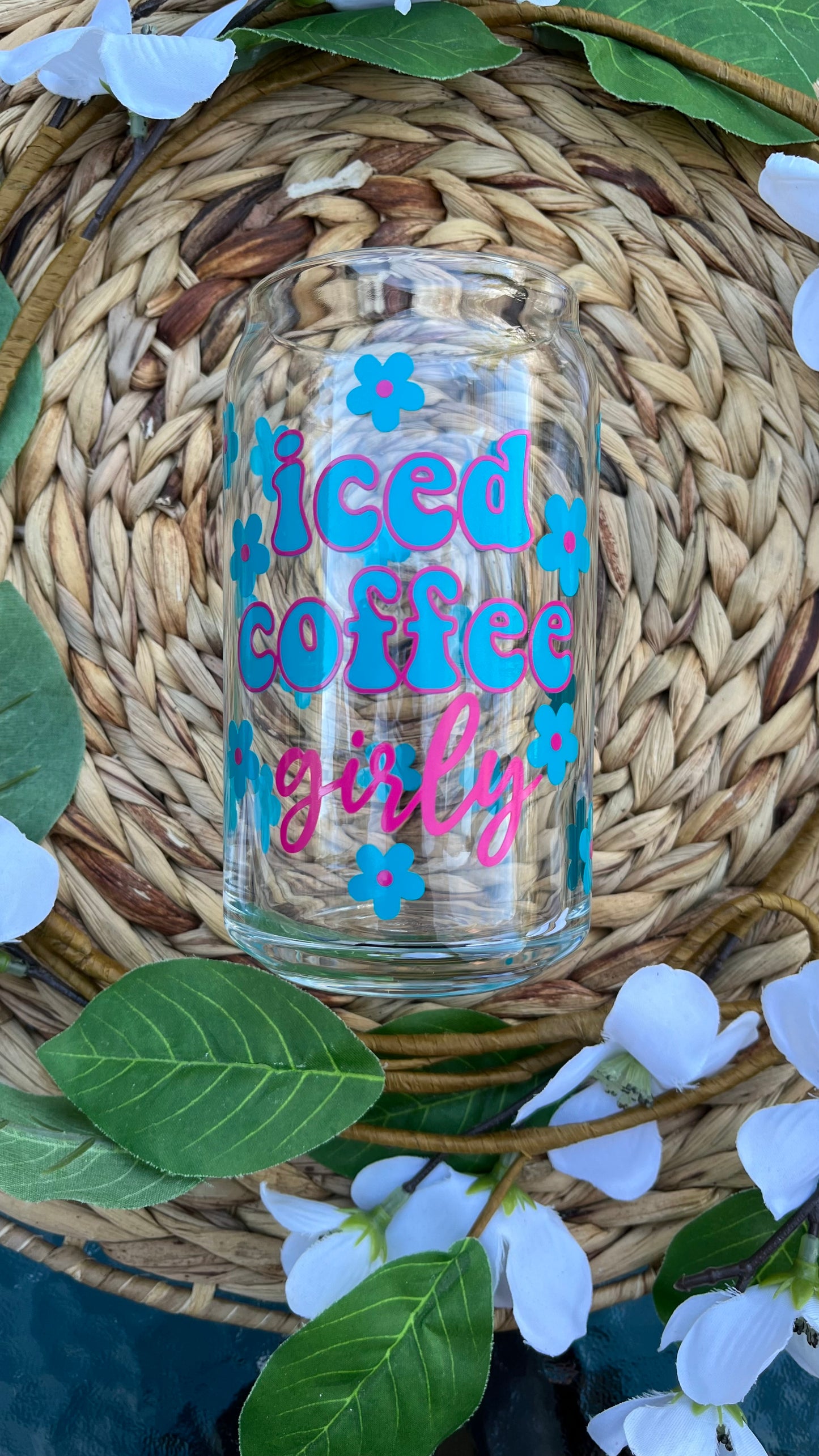 Iced coffee girly glass cup