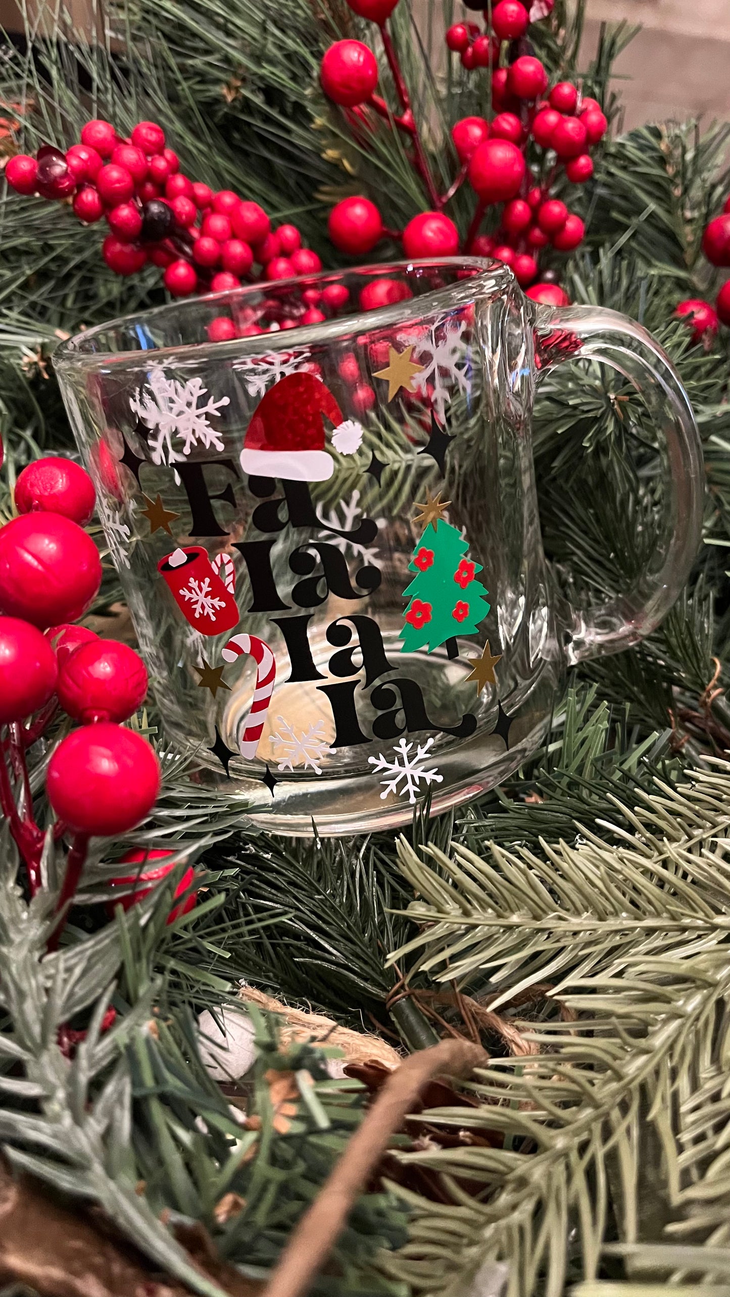 Fa la la la glass mug