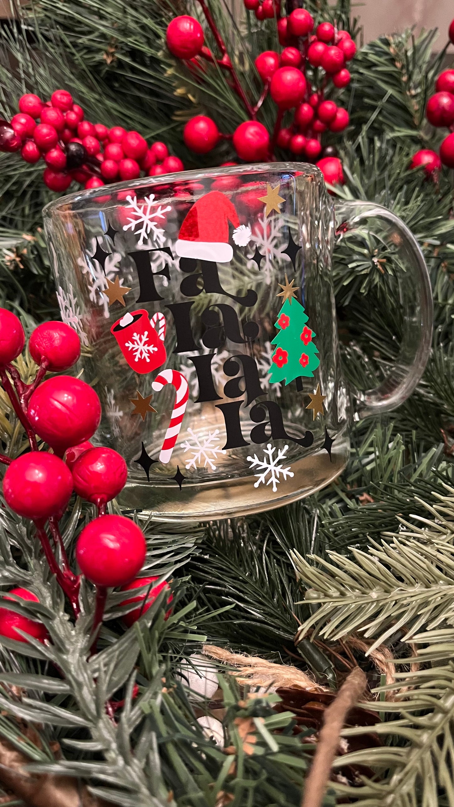 Fa la la la glass mug