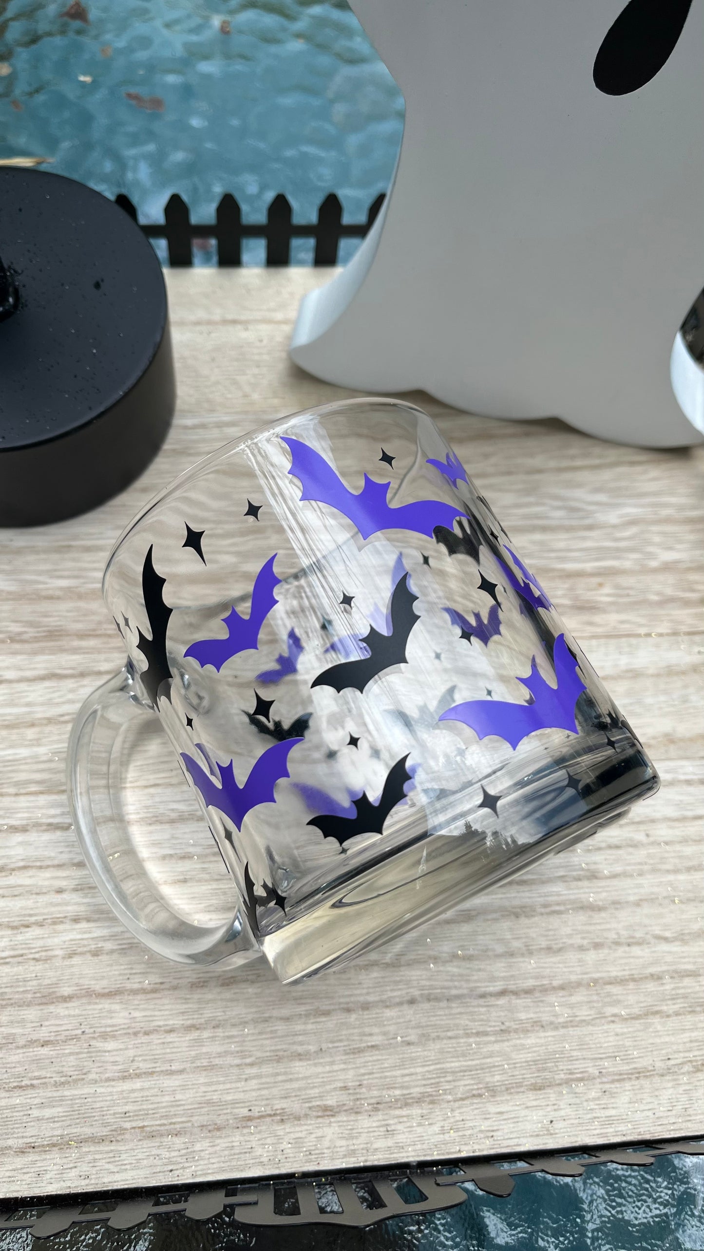 Black and purple bats mug