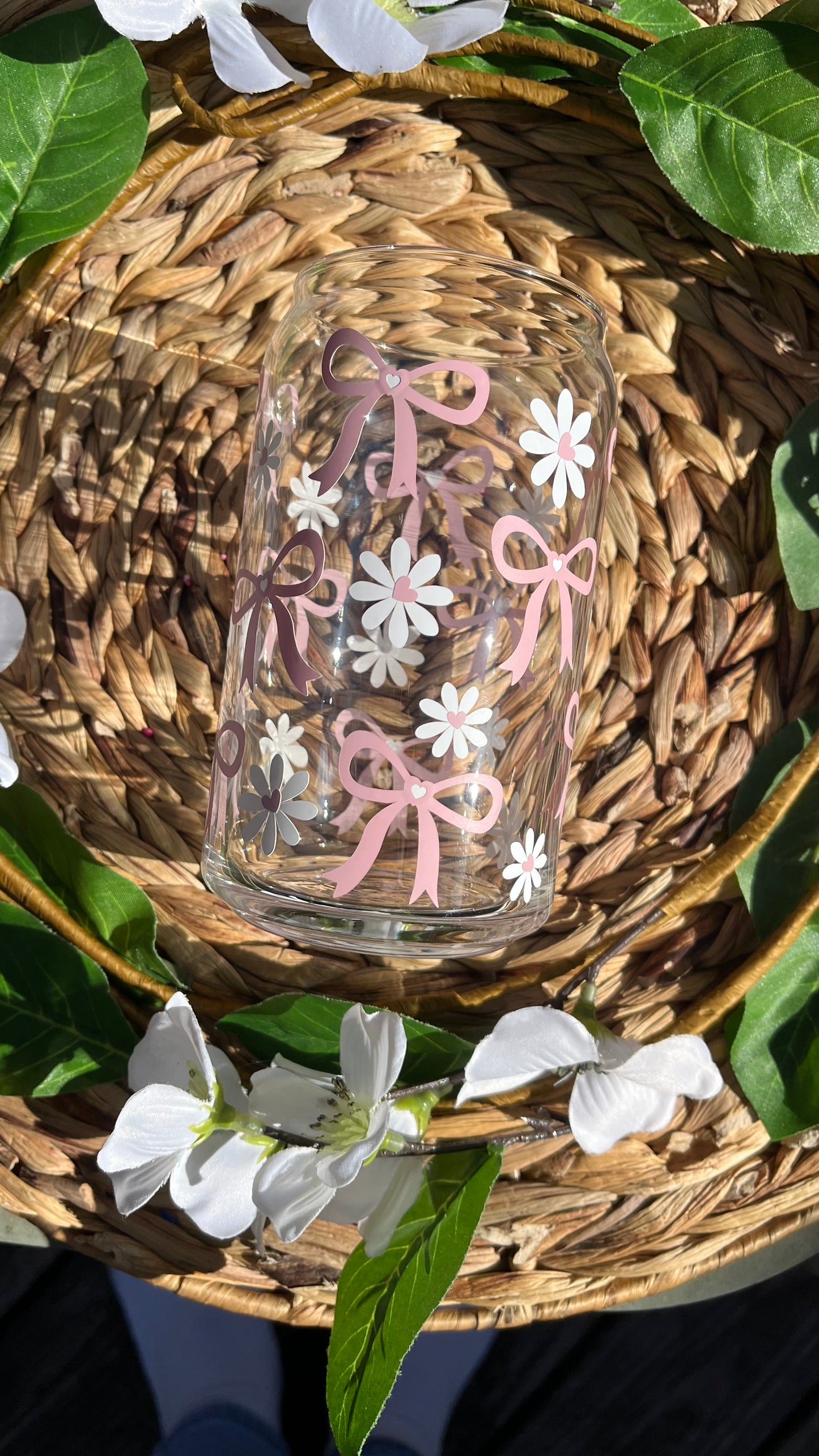 coquette bow Daisy glass