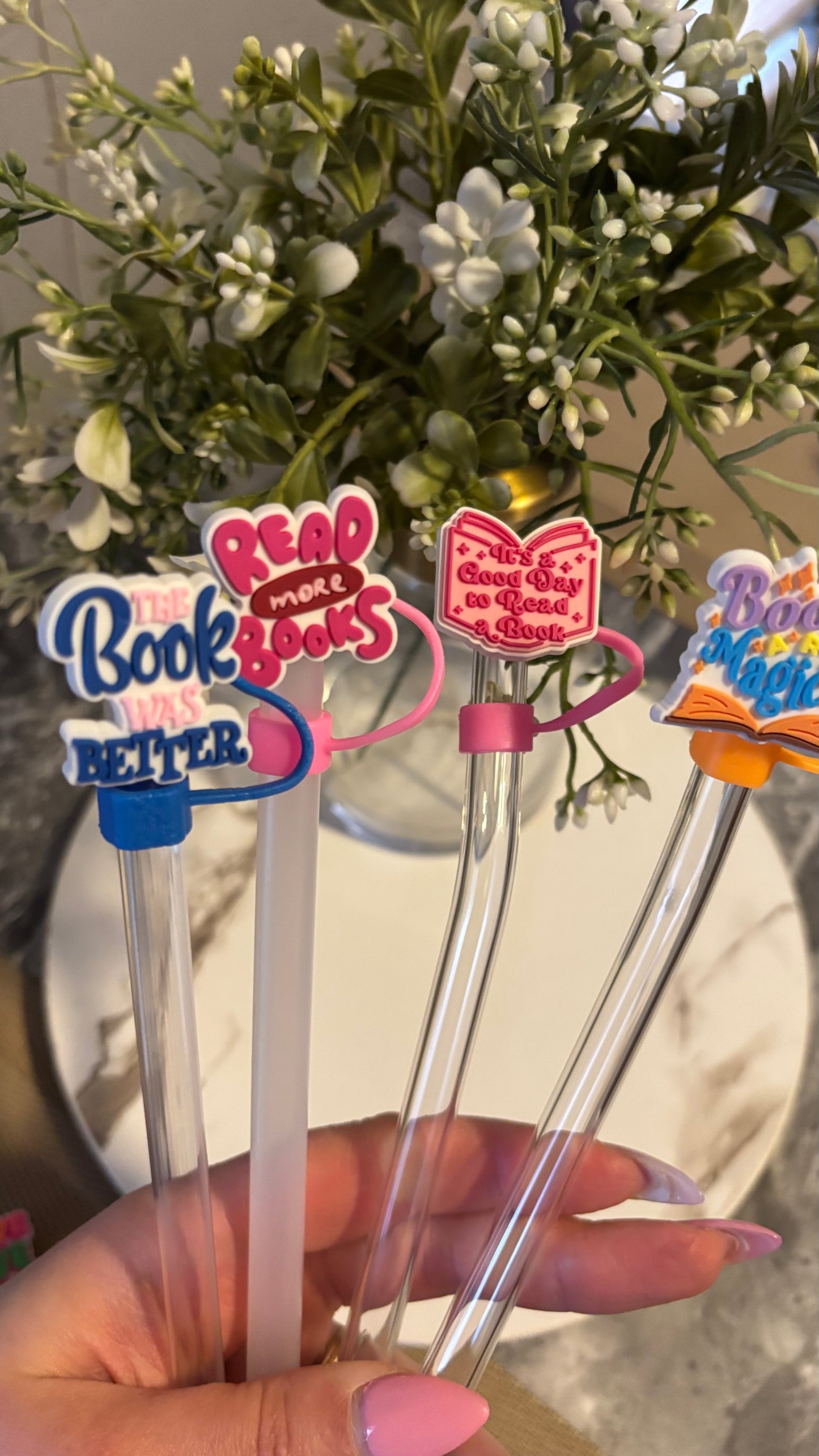 Bookish straw toppers