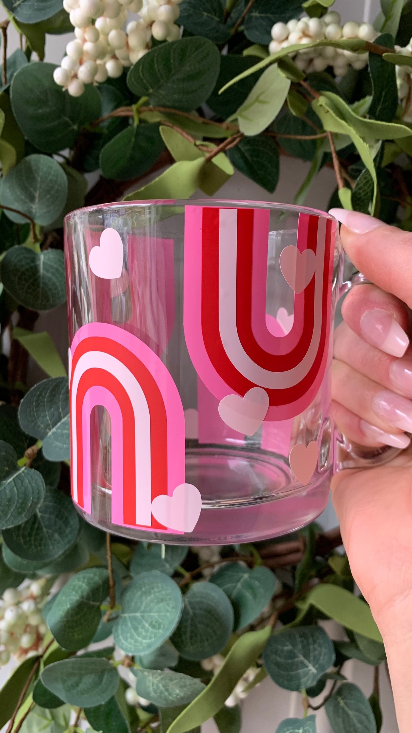 Rainbow hearts mug