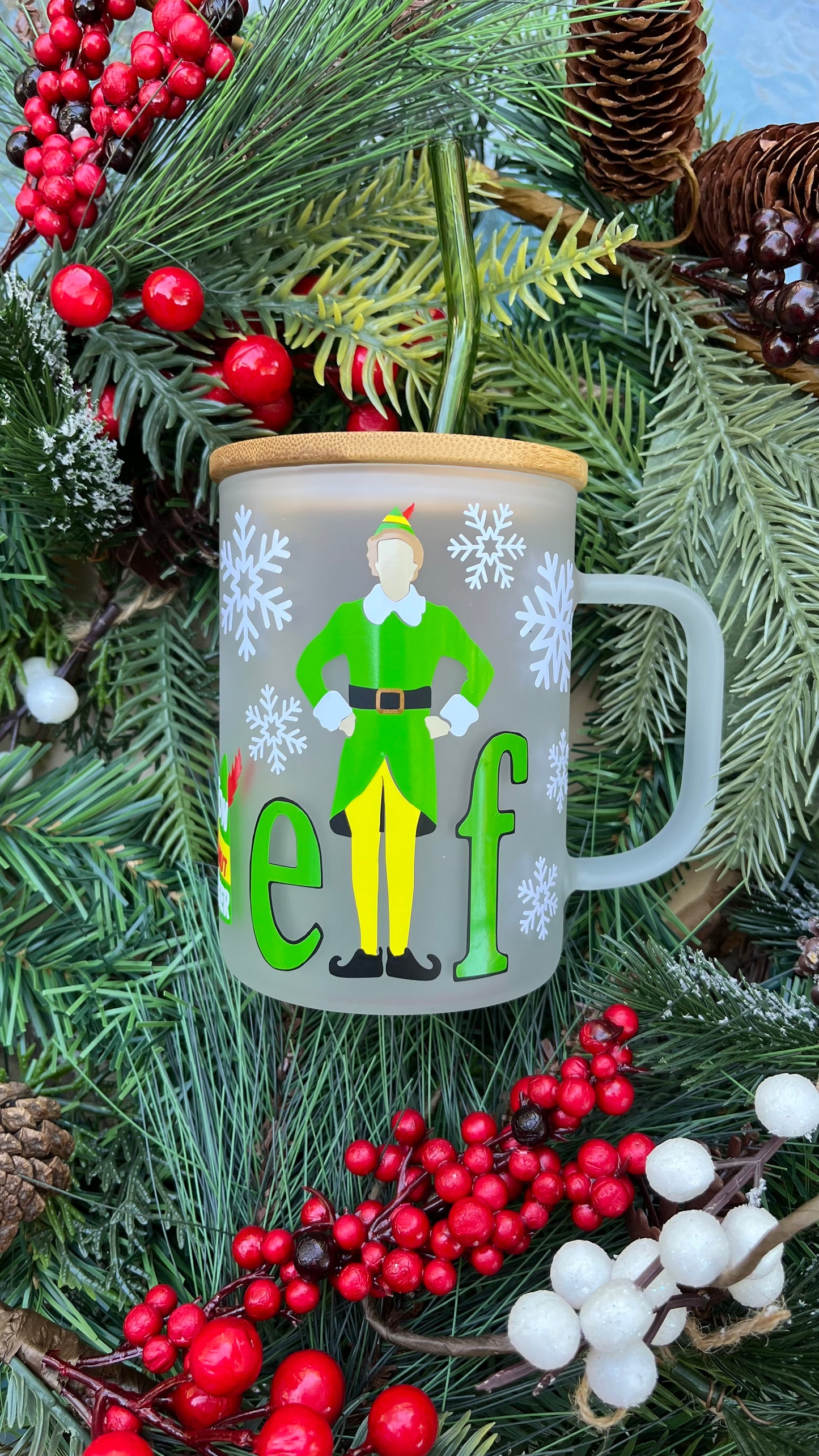 Elf frosted glass mug