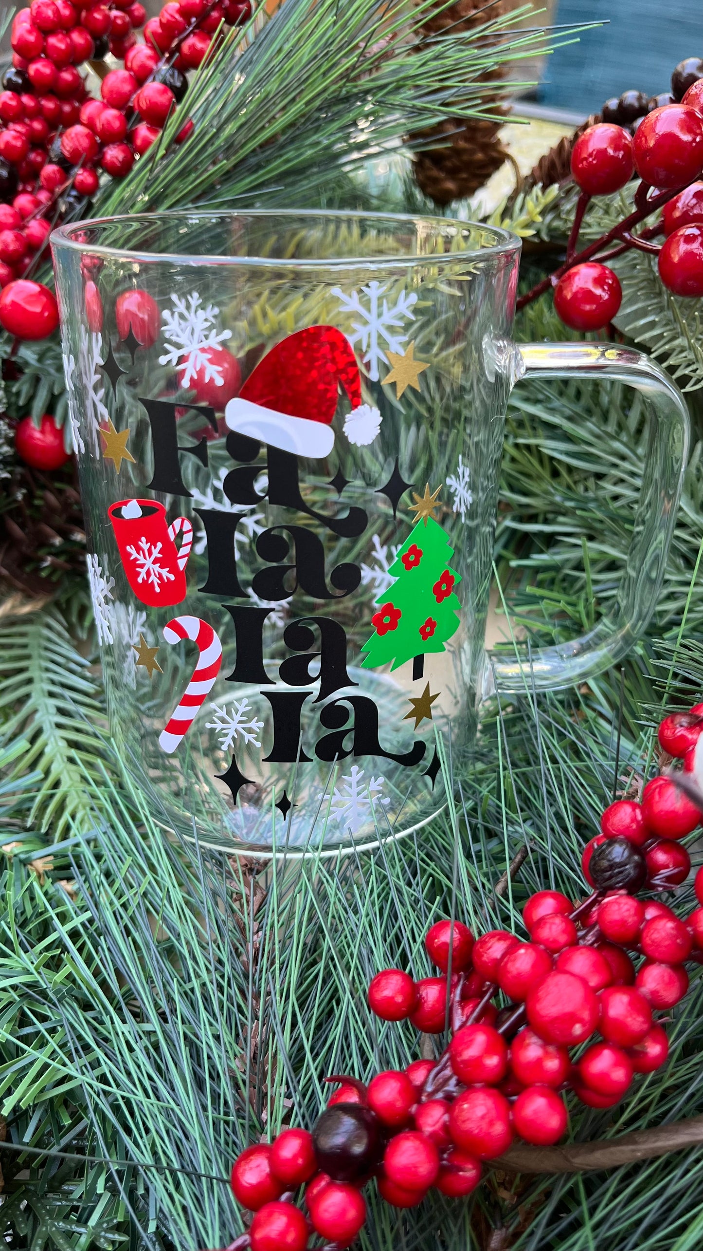 Fa la la la 16oz glass mug