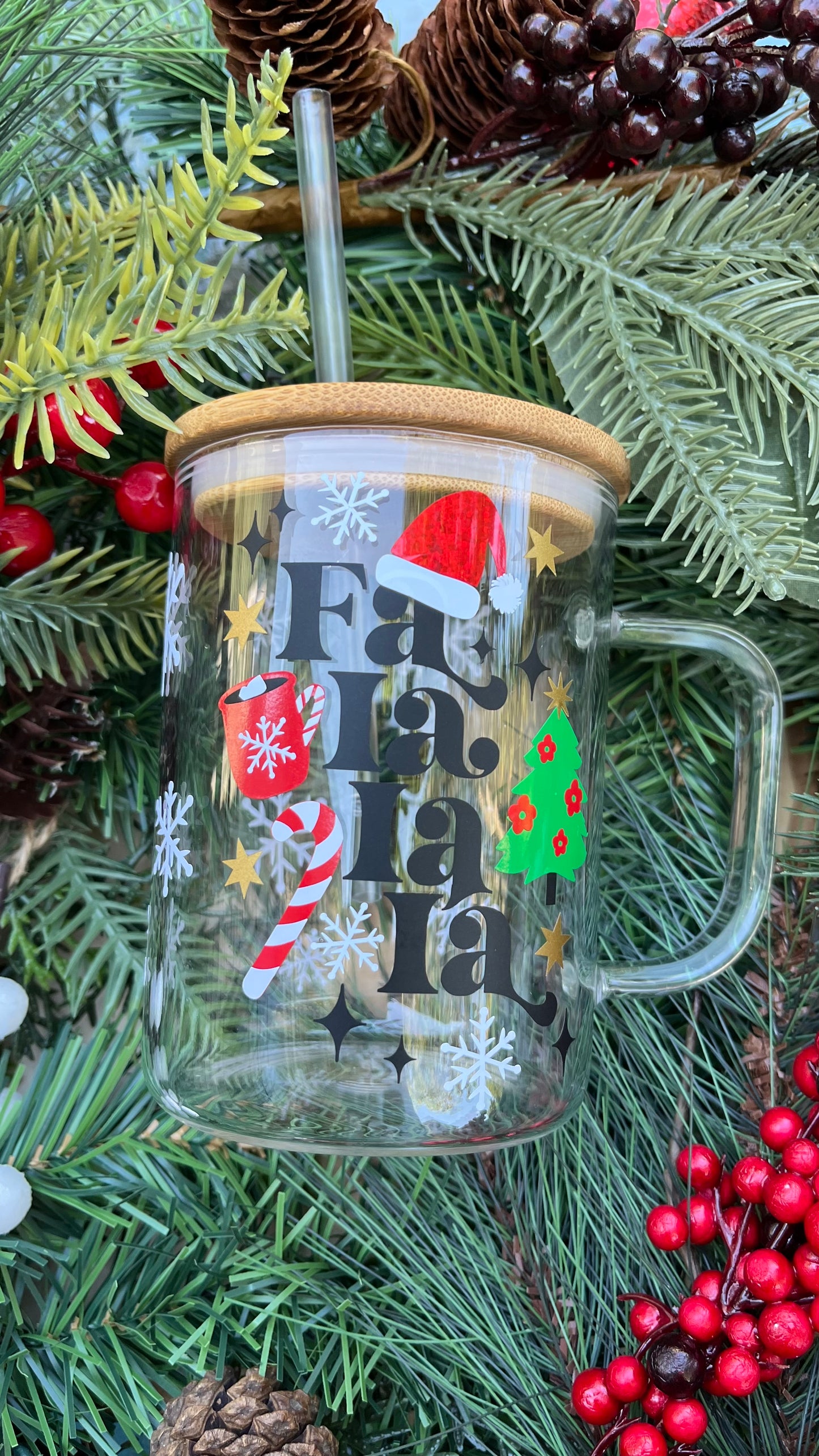 Fa la la la 16oz glass mug