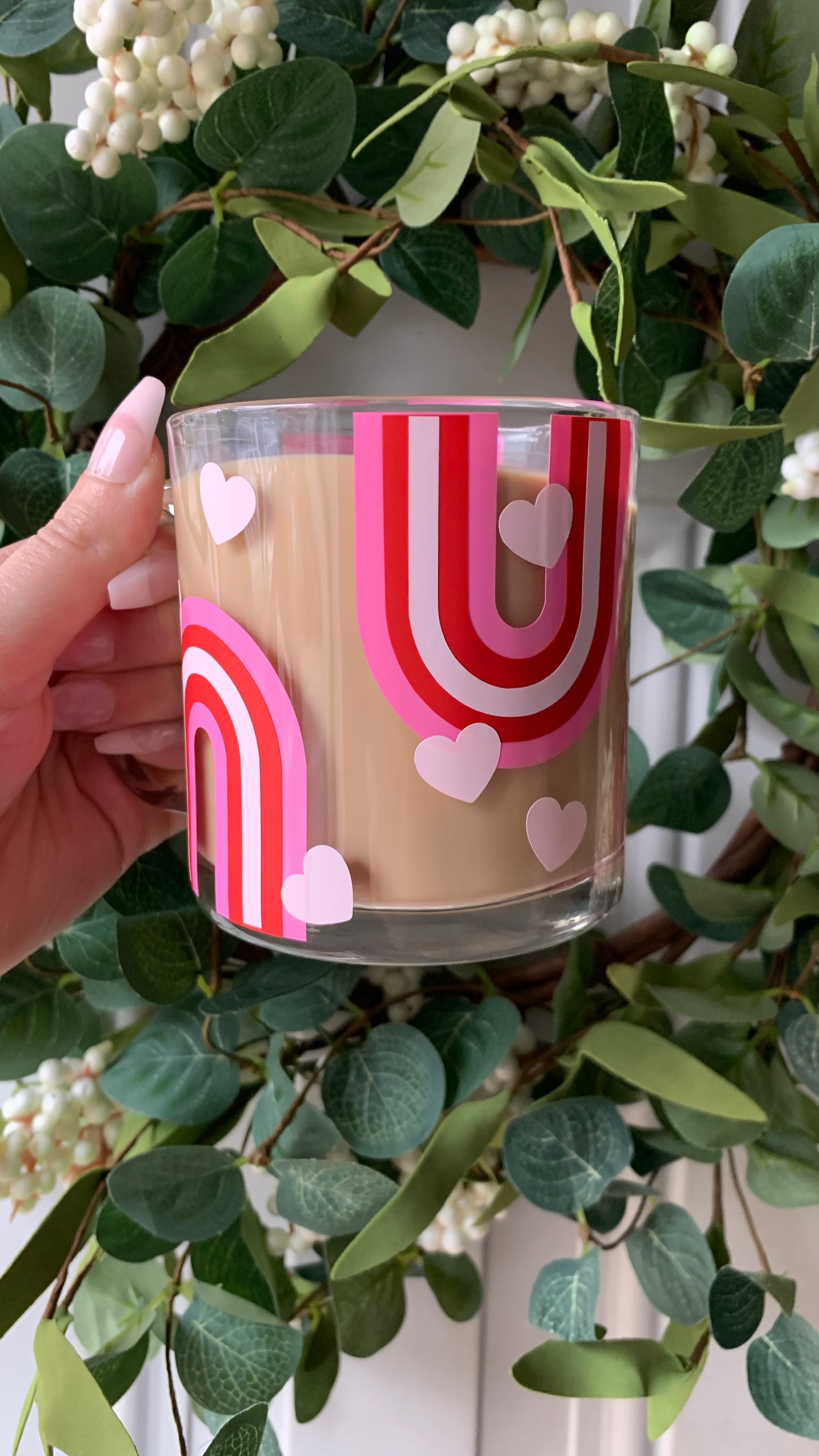 Rainbow hearts mug