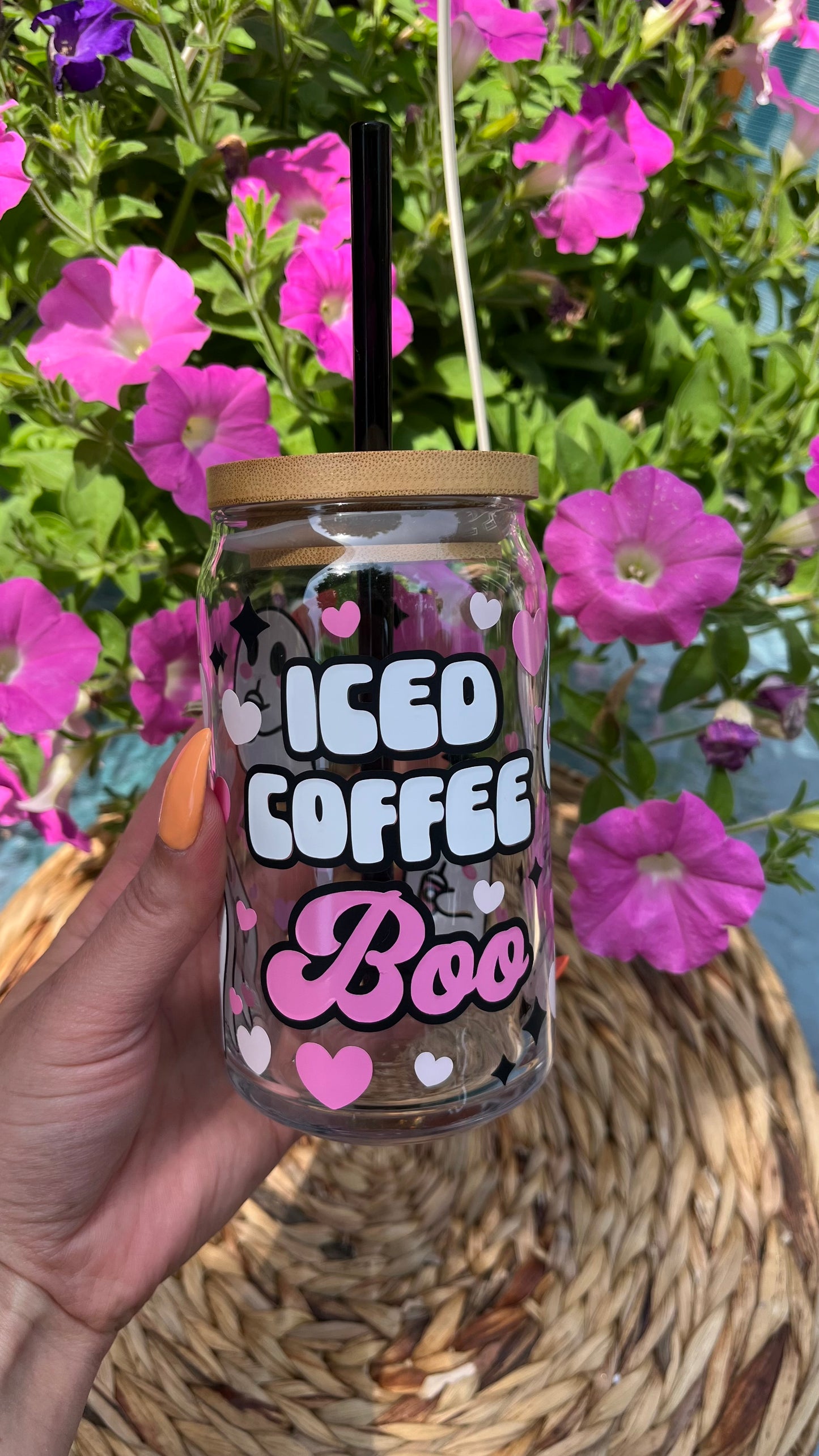 Iced coffee boo ghost glass cup