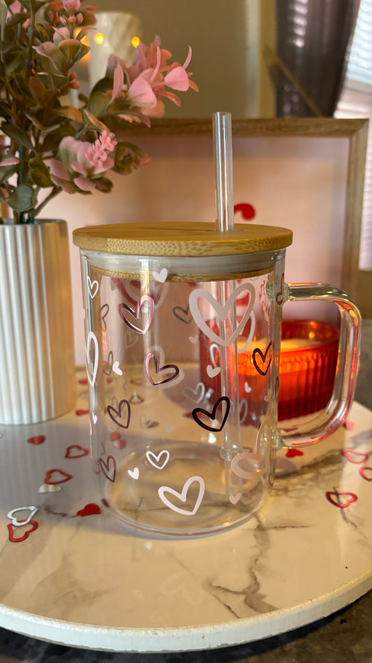 Pink hearts 16oz mug