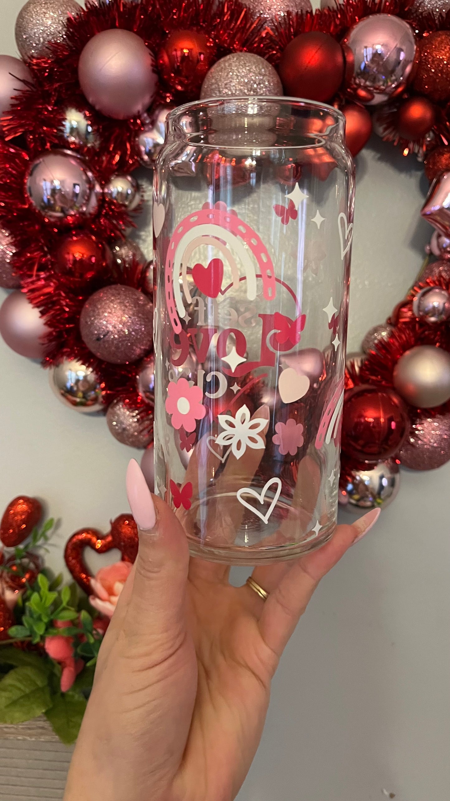 Self love club glass cup