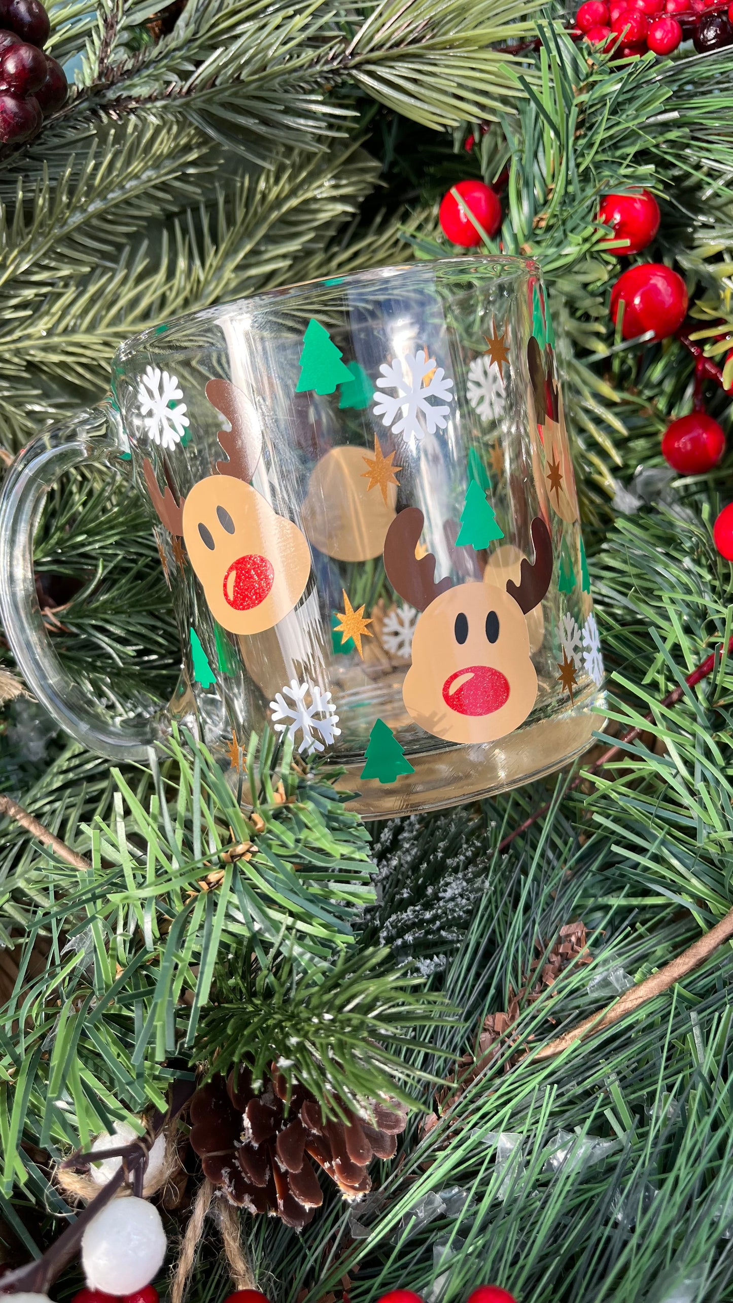 Cute Reindeer glass mug