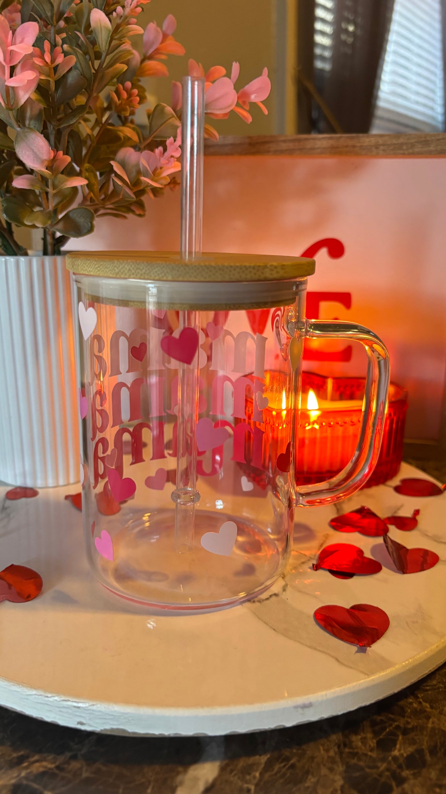 Mama hearts 16oz glass mug